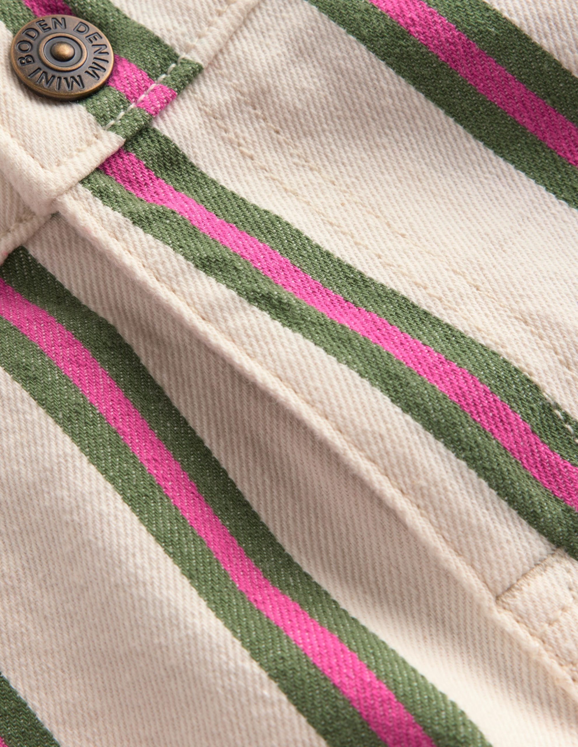 Denim Shorts-Ivory/Green/Pink Stripe - Image 3