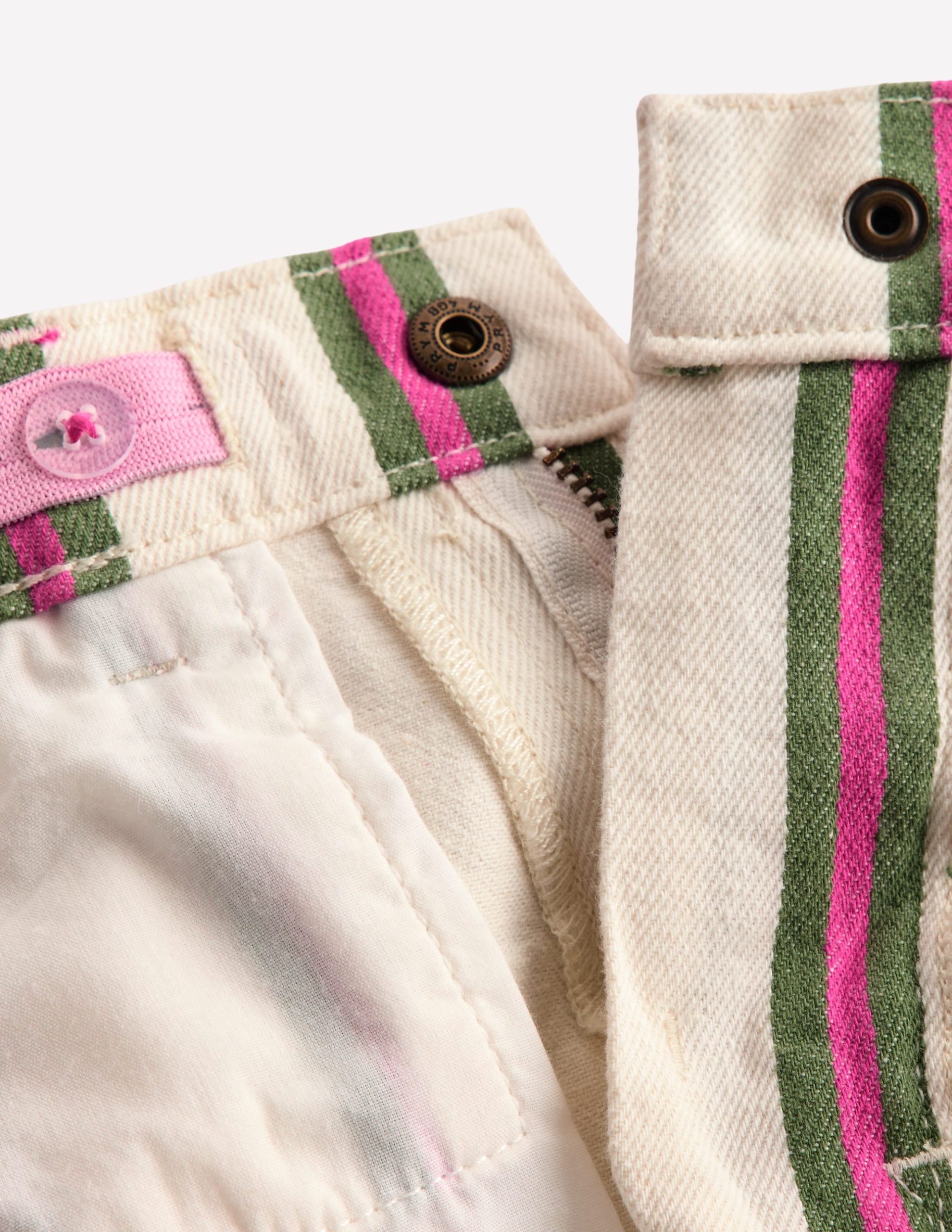 Denim Shorts-Ivory/Green/Pink Stripe - Image 4
