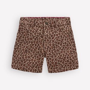 Denim Shorts-Leopard