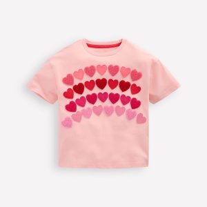 Easy Applique T-shirt-Chalk Pink Heart rainbow