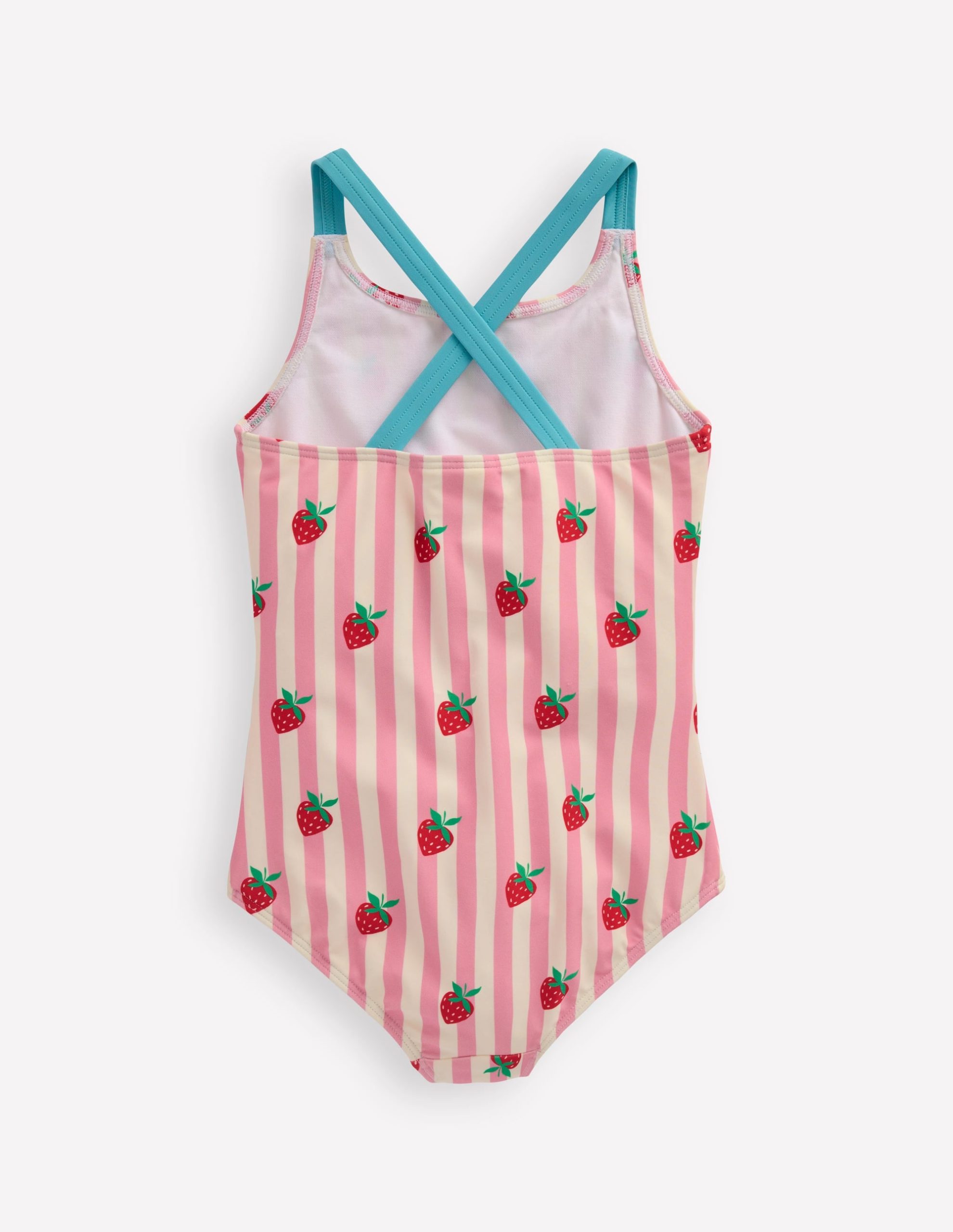 Cross-Back Printed Swimsuit-Pink Strawberry Stripe - Image 2