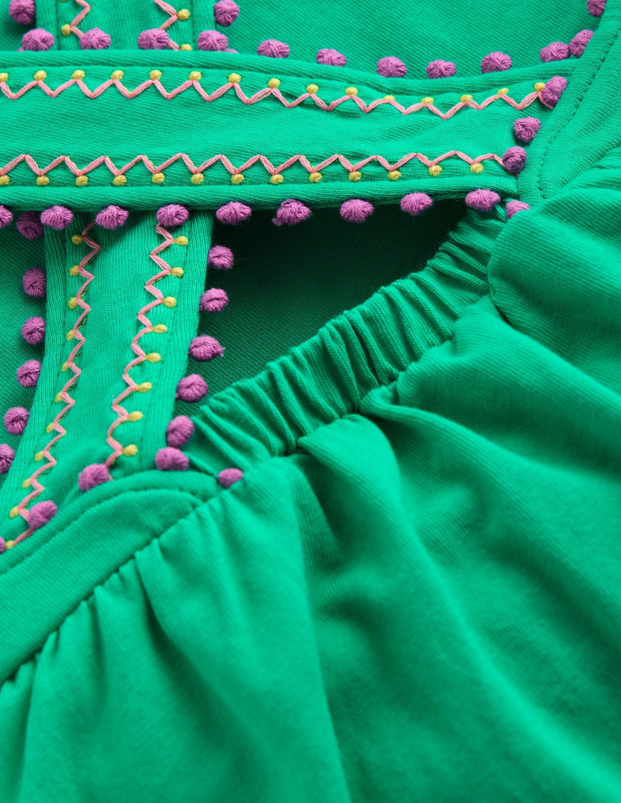 Cross-Back Pom Trim Top-Aquamarine Blue - Image 3