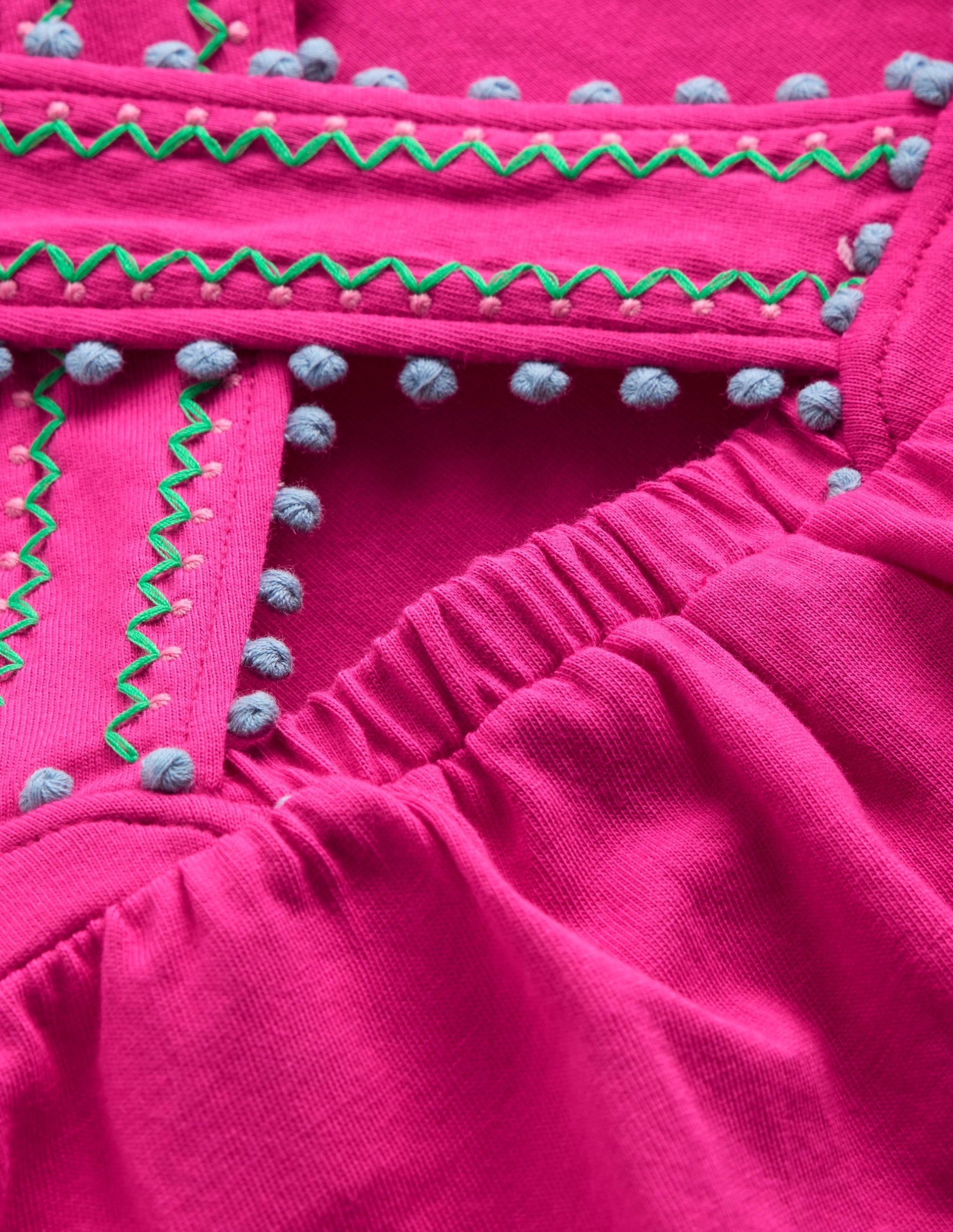Cross-Back Pom Trim Top-Pink Peony - Image 3