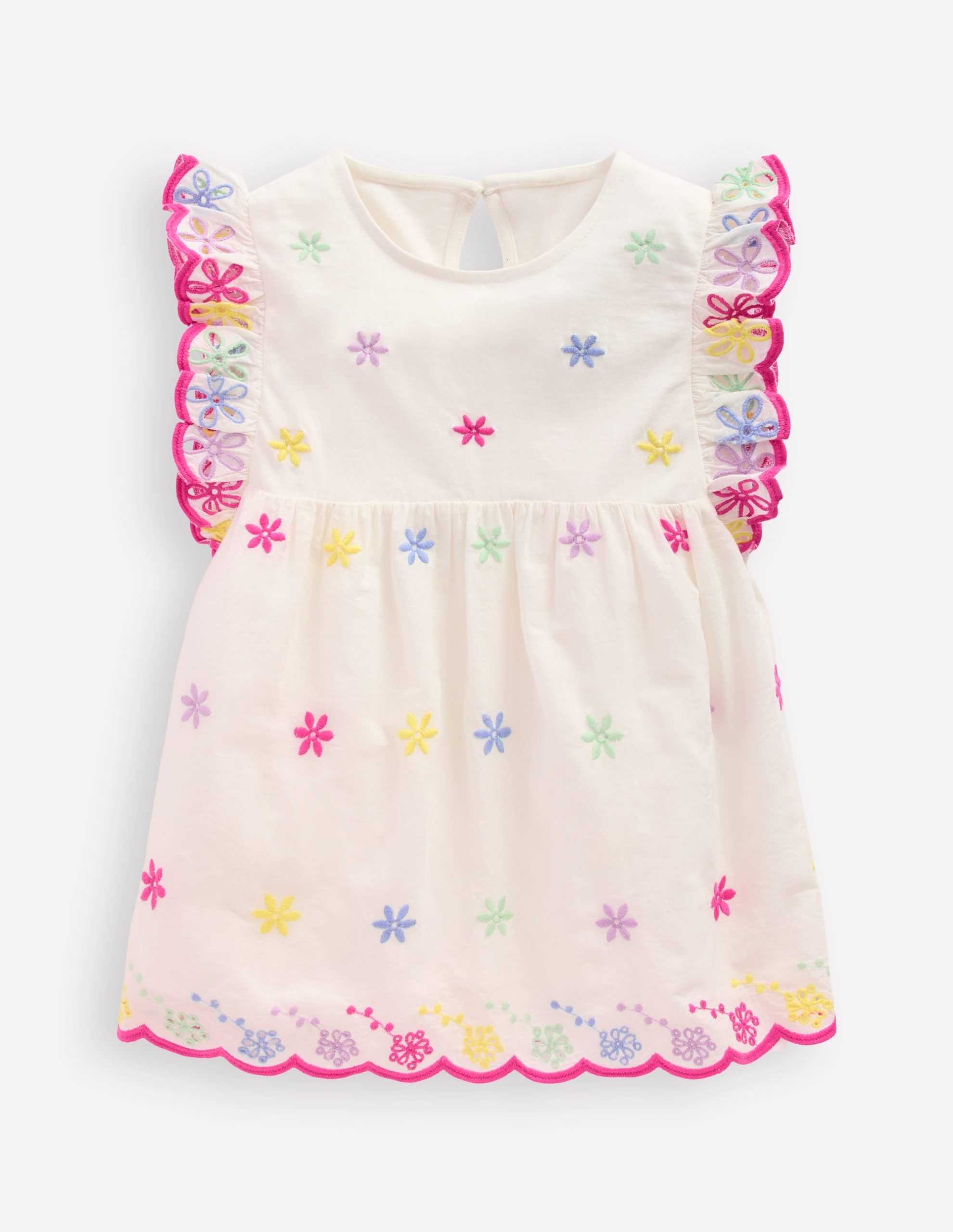 Fabric Mix Broderie Top-Coconut Milk