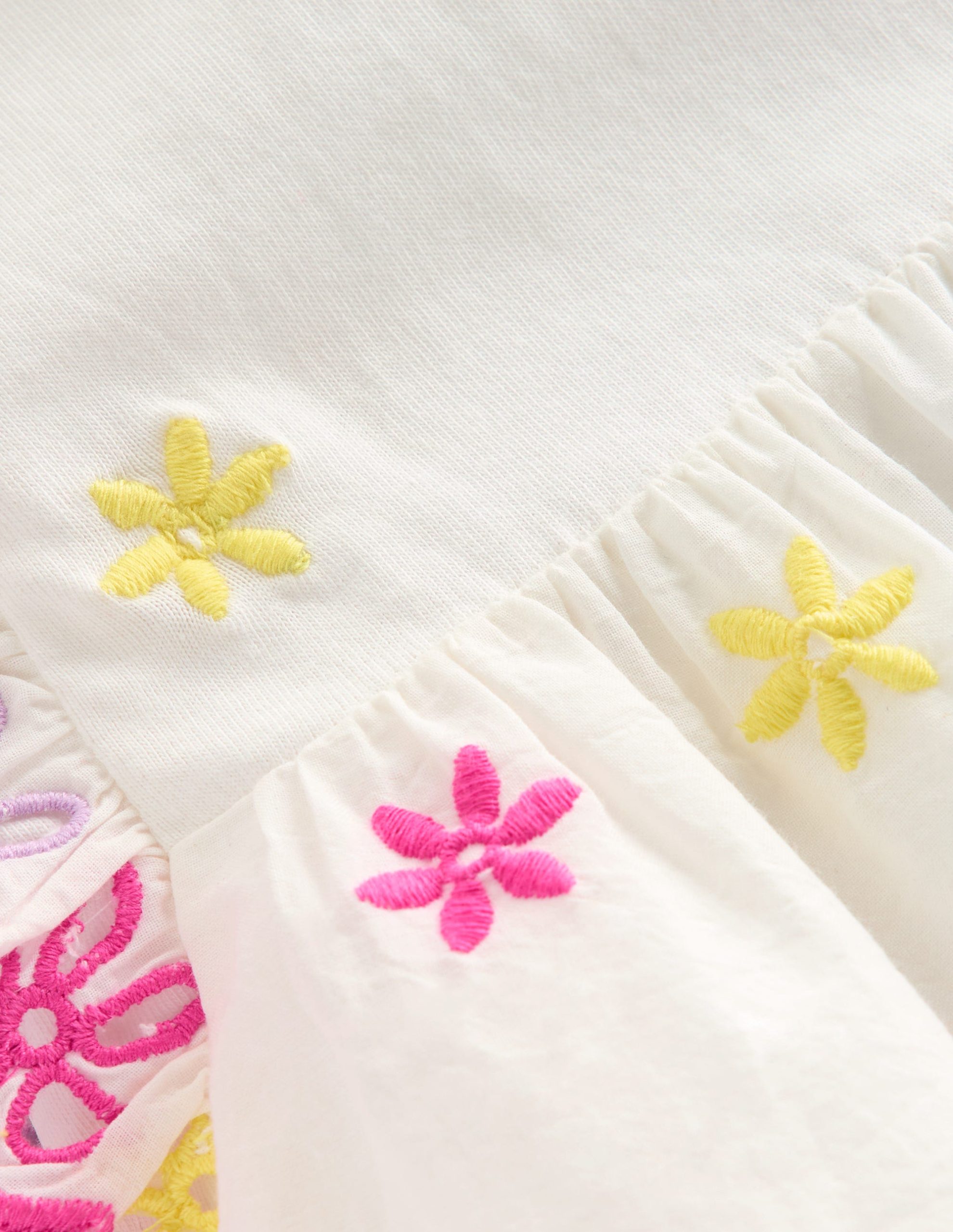 Fabric Mix Broderie Top-Coconut Milk - Image 3