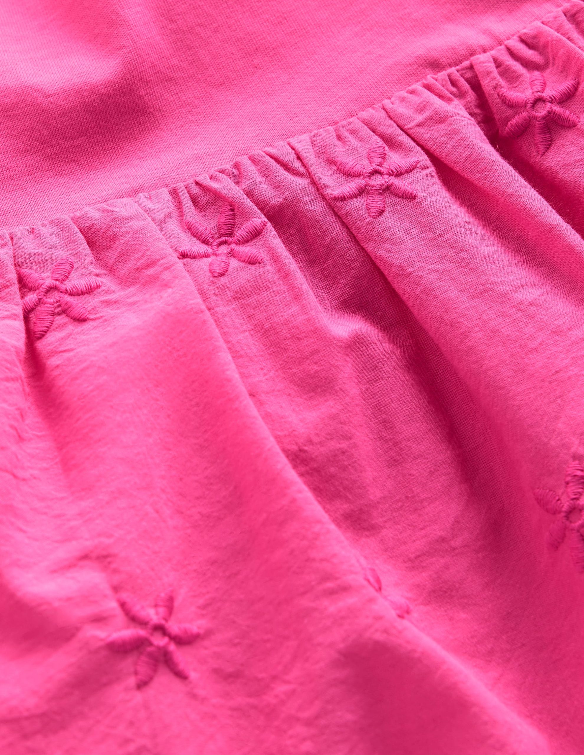 Fabric Mix Broderie Top-Carmine Rose - Image 3