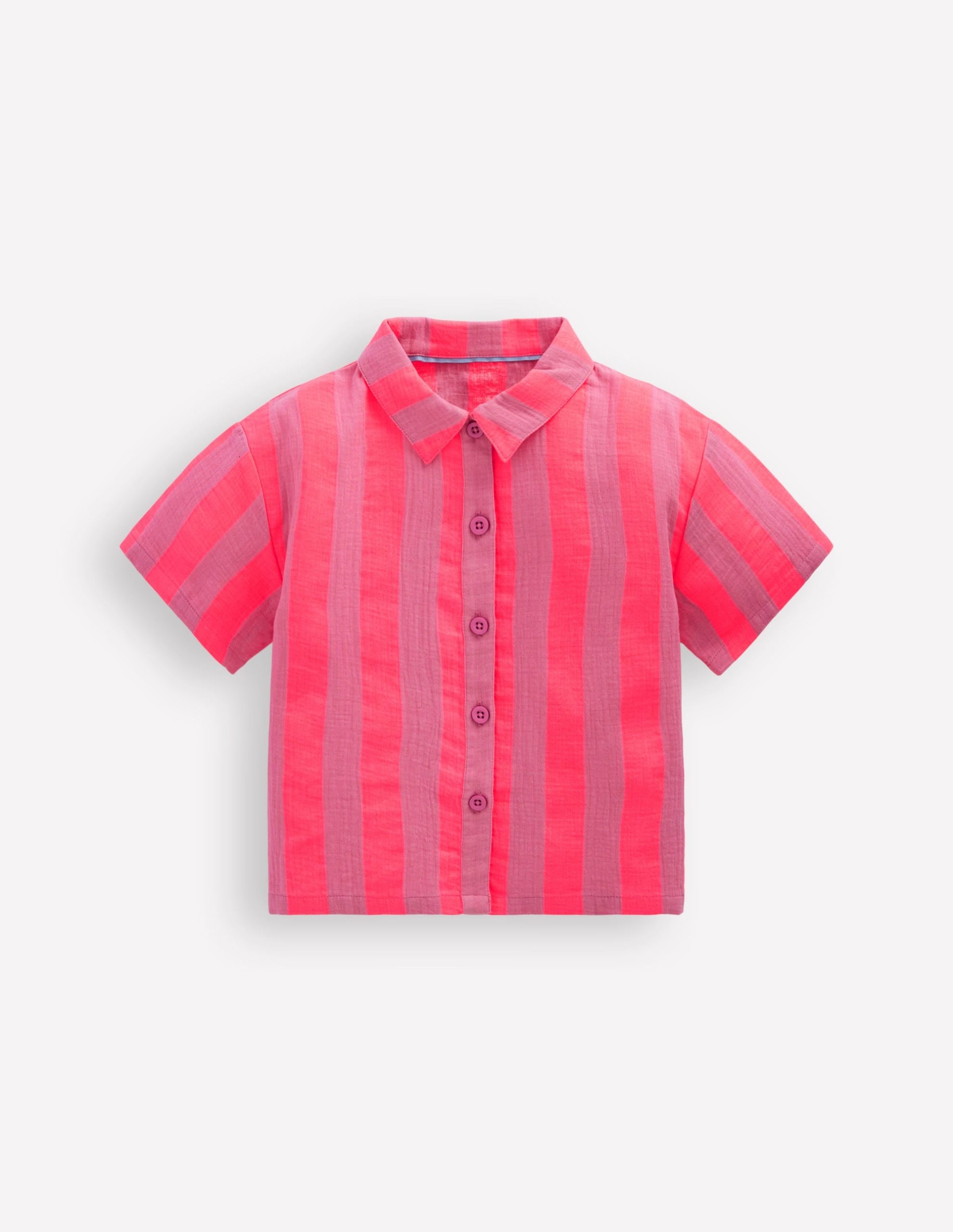 Short Sleeve Relaxed Shirt-Formica Pink Stripe