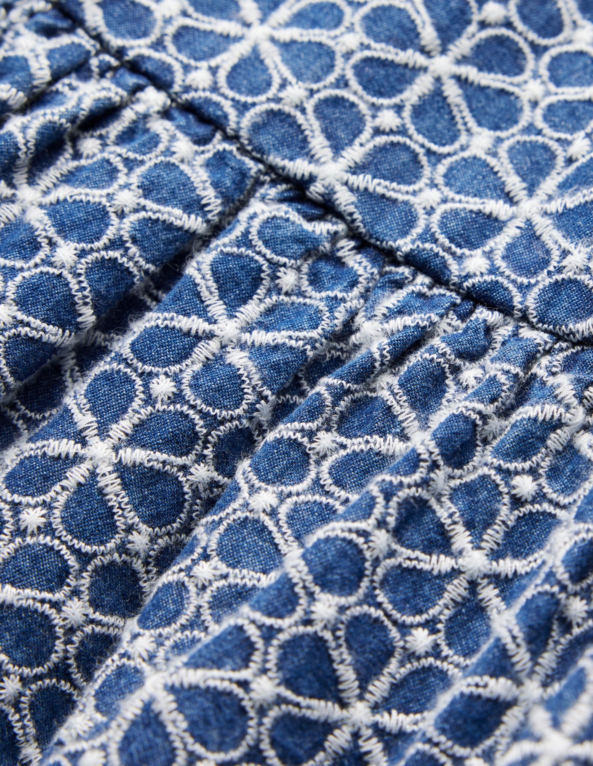 Puff Sleeve Cross Back Dress-Chambray Broderie - Image 4