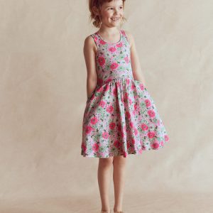 Twirly Jersey Dress-Pink Floral