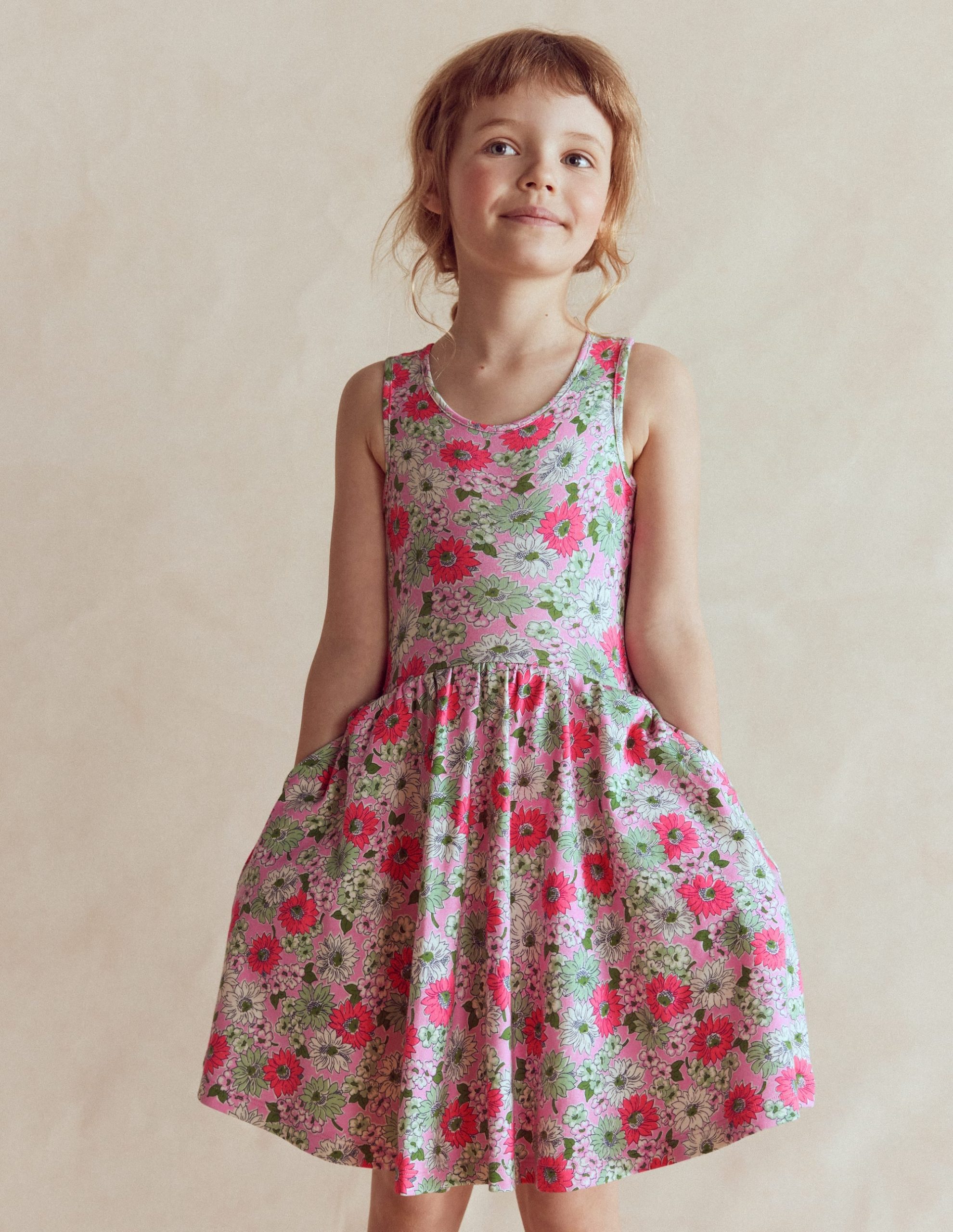 Twirly Jersey Dress-Pink Floral - Image 2