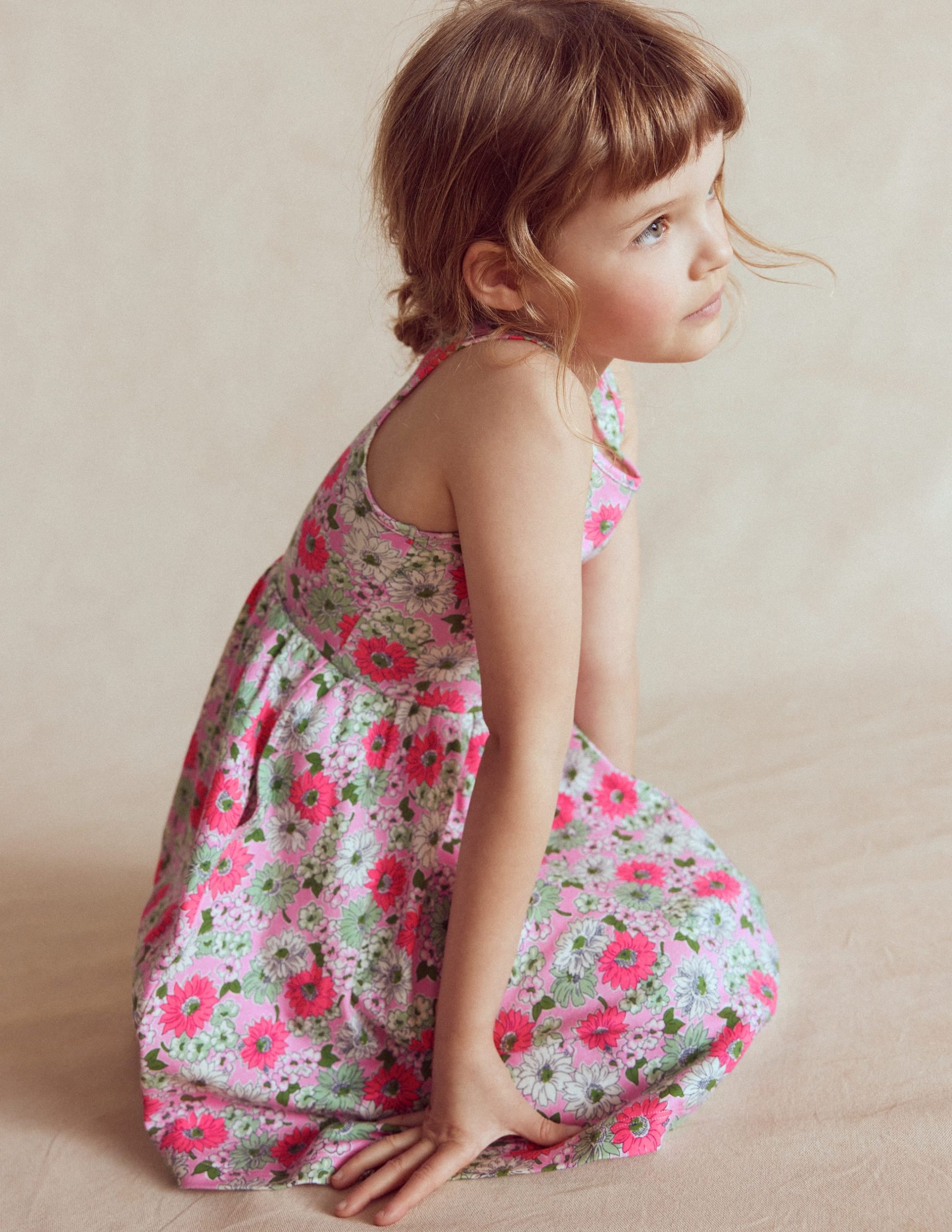 Twirly Jersey Dress-Pink Floral - Image 3