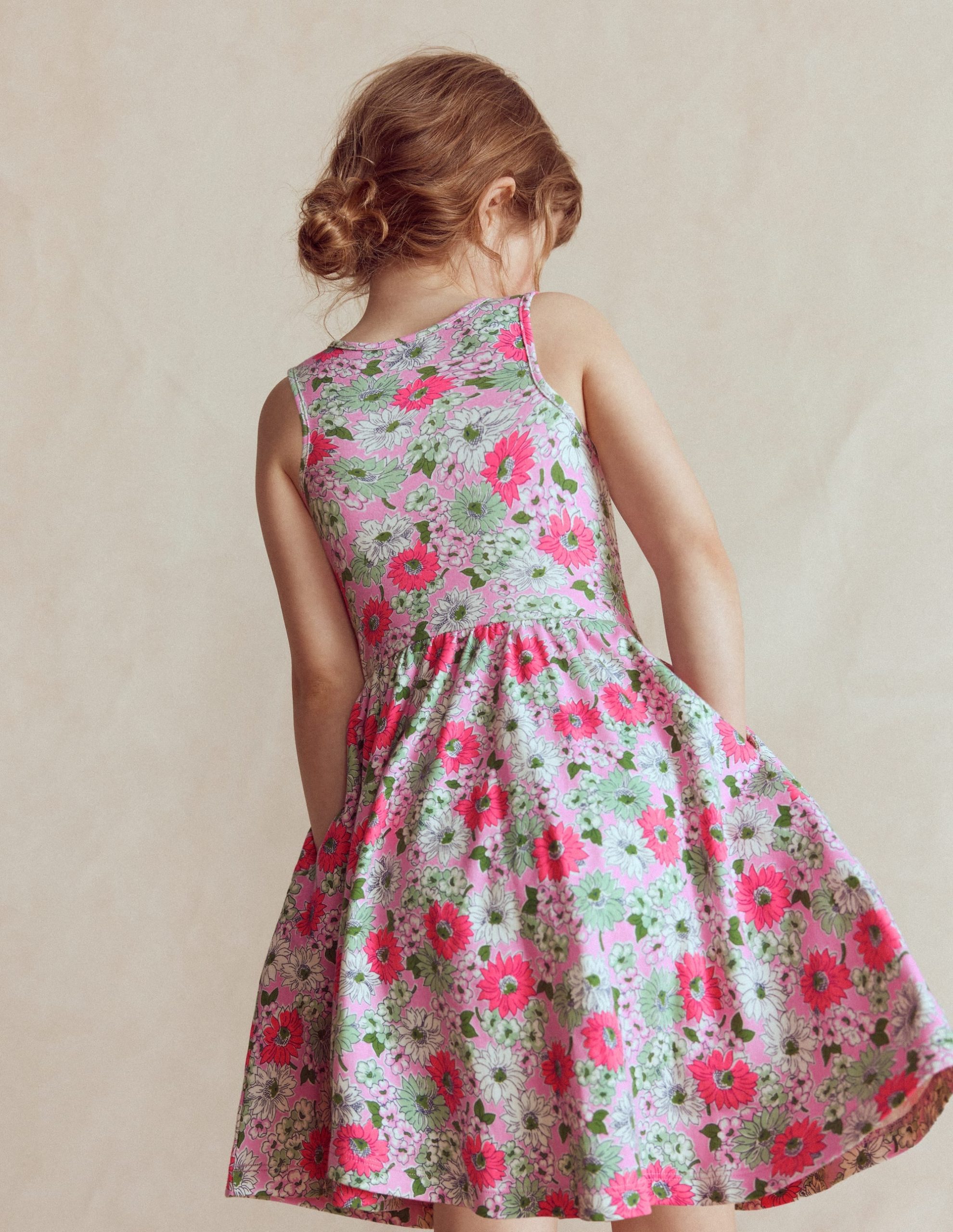 Twirly Jersey Dress-Pink Floral - Image 4