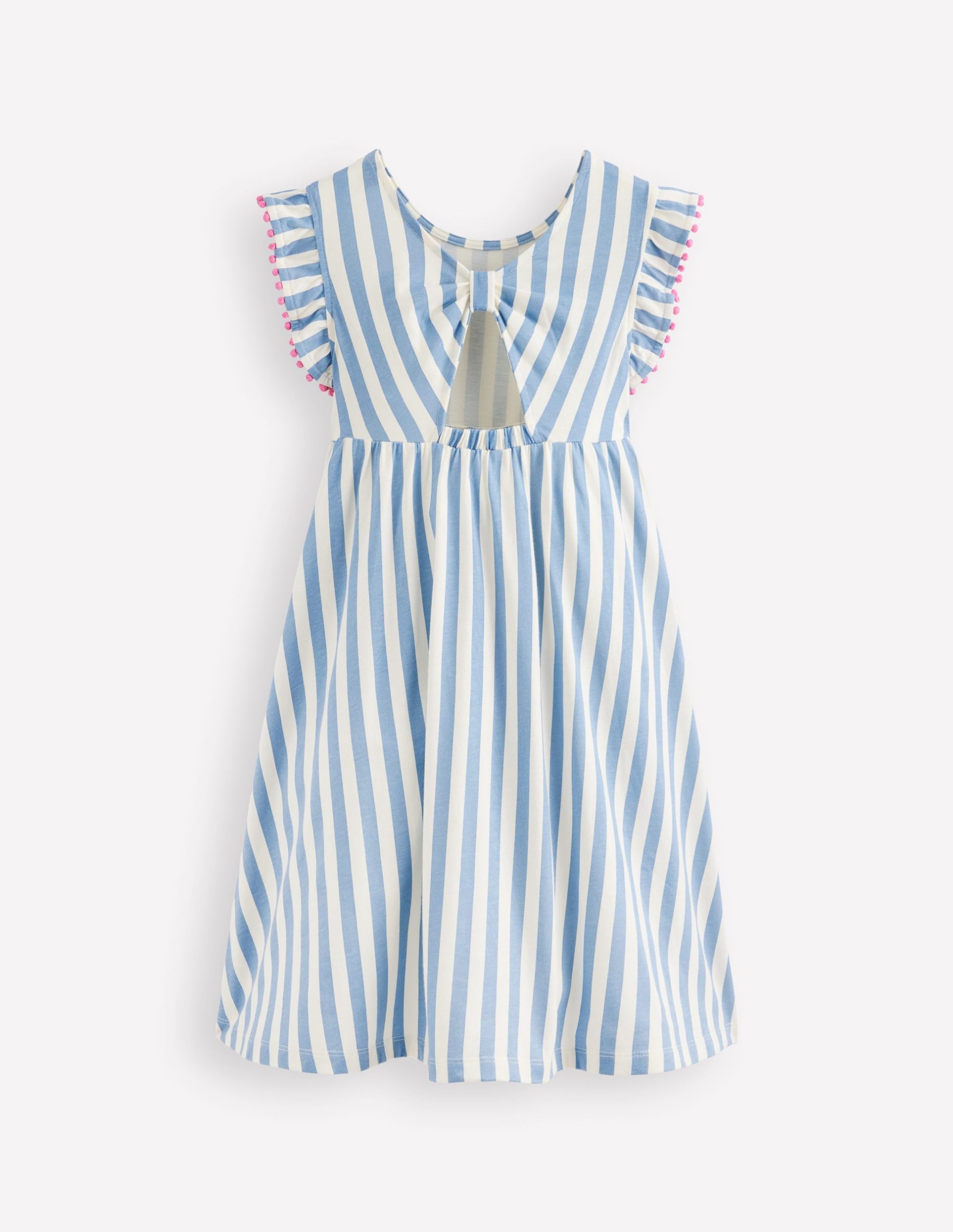 Clover Bow Back Jersey Dress-Salt Blue/ Ivory Stripe - Image 4