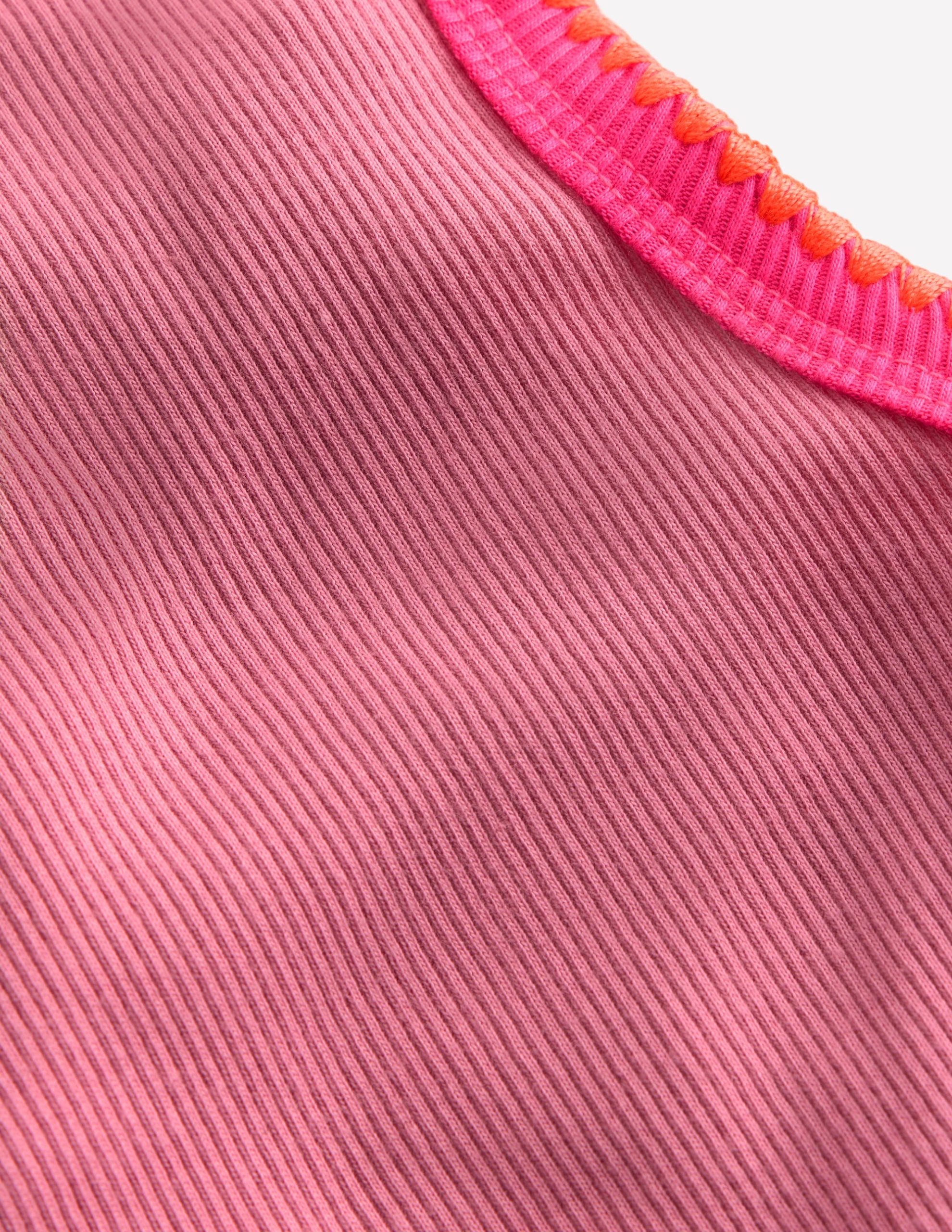 Crochet Trim Ribbed Vest-Pink Haze - Image 3