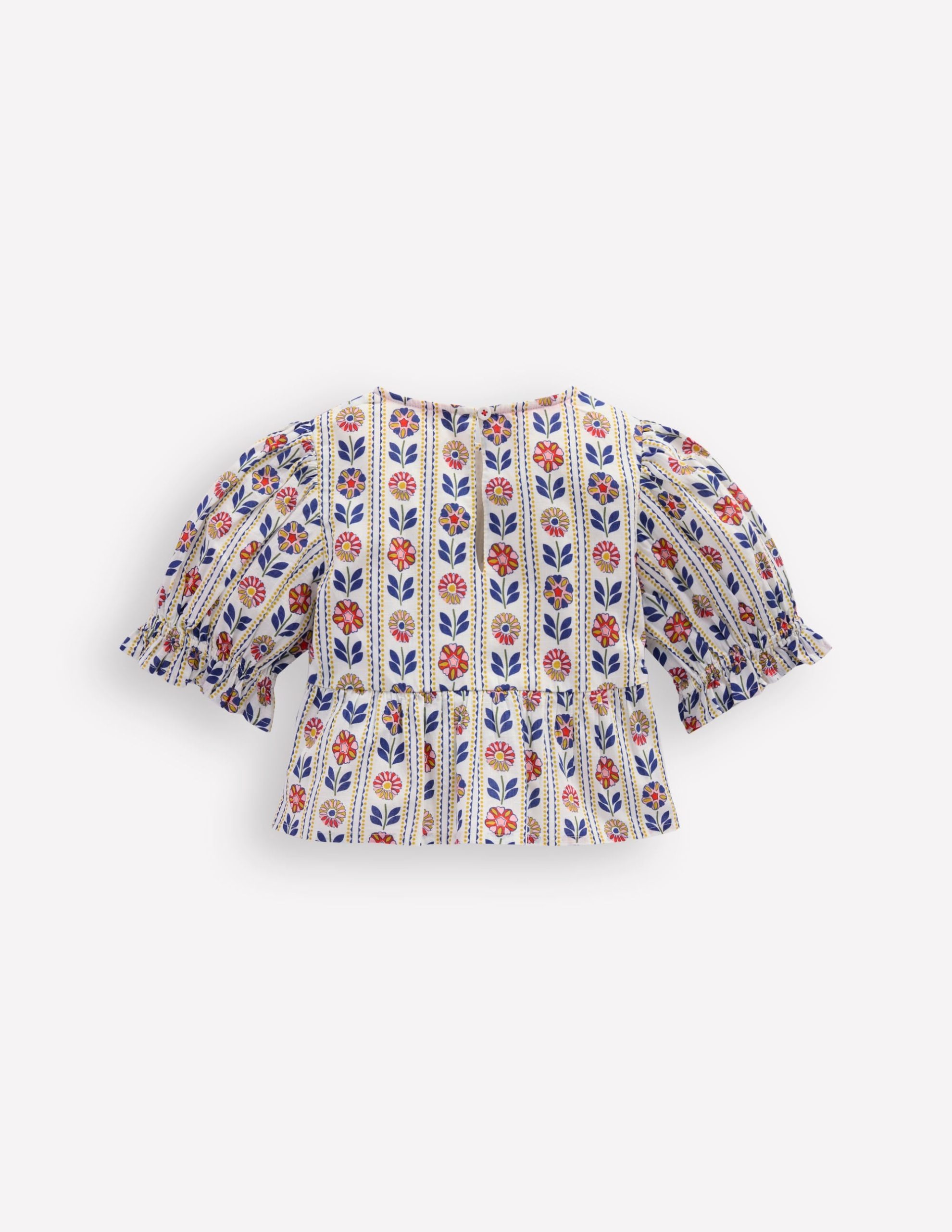 Peplum Woven Top-Ivory Floral Stripe - Image 2