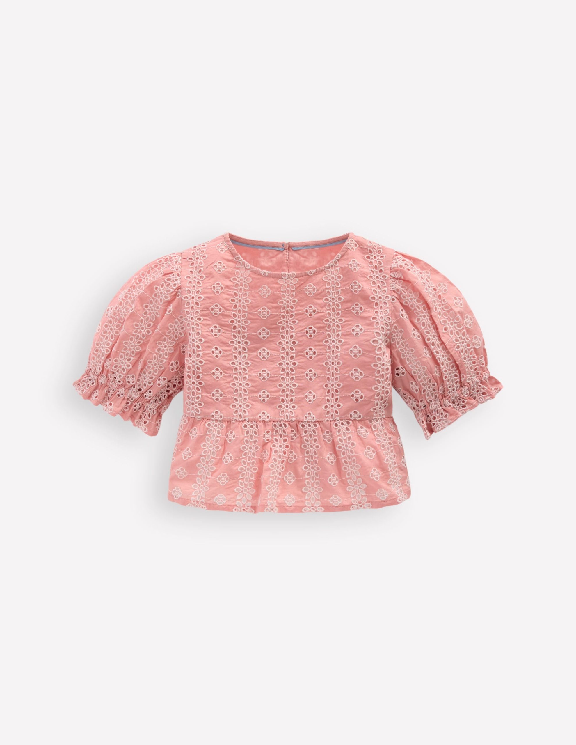 Peplum Woven Top-Almond Pink Broderie
