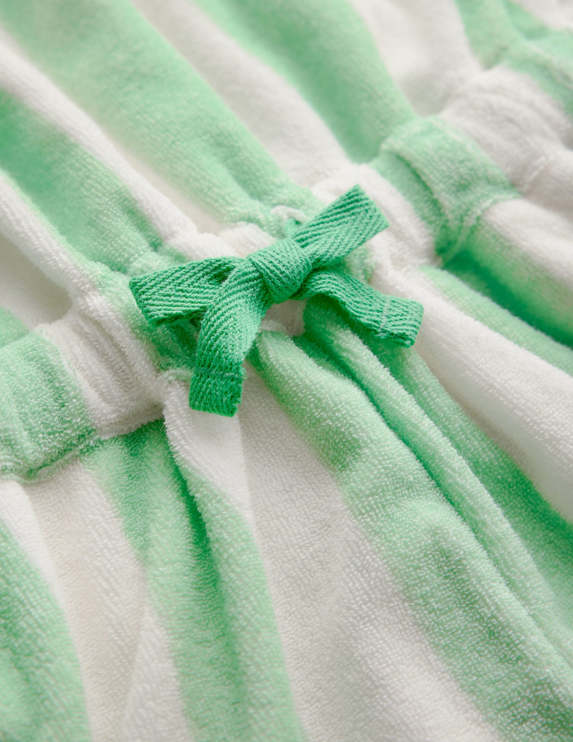 Relaxed Towelling Playsuit-Pale Green Stripe - Image 3