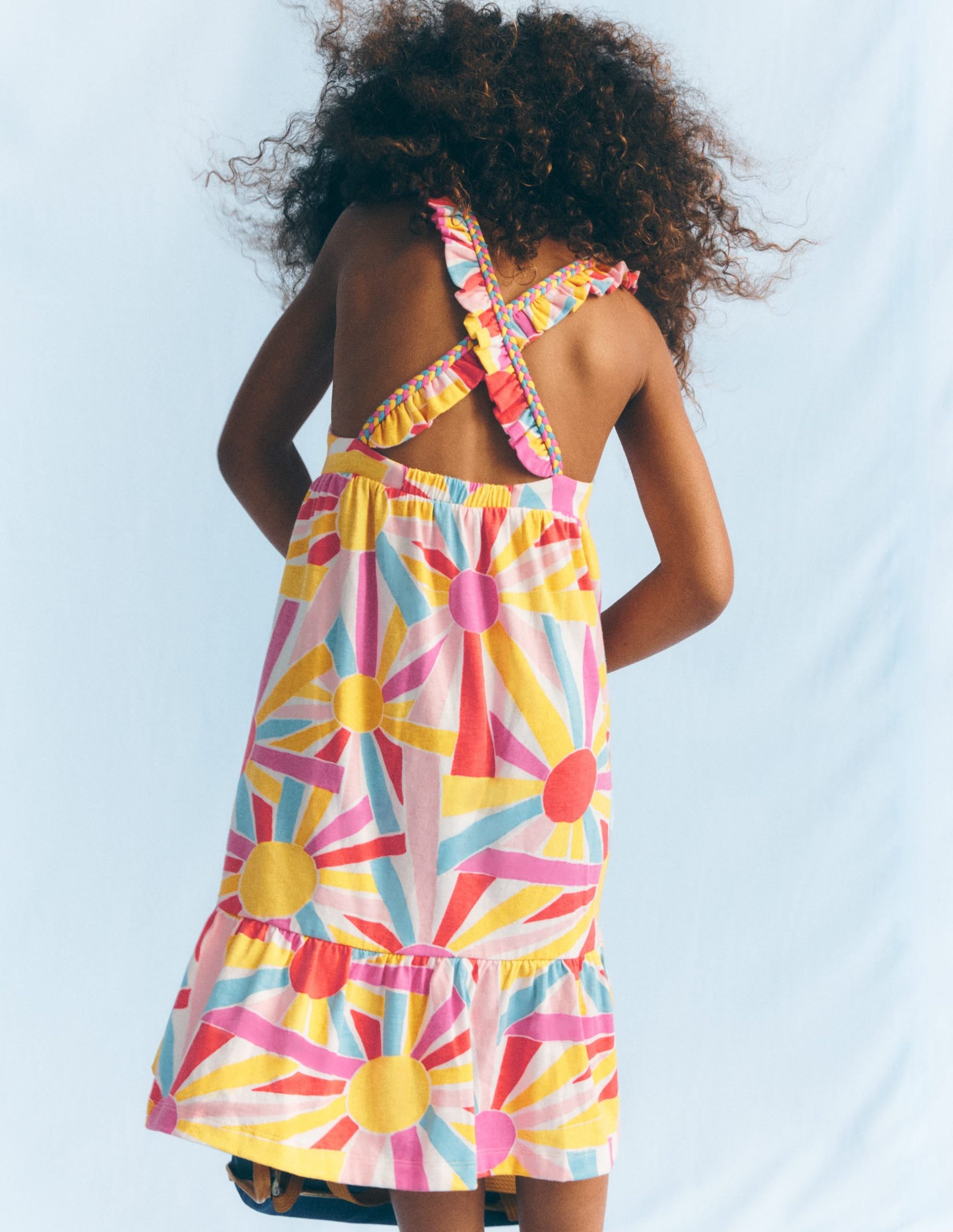 Cross-back Midi Jersey Dress-Soft Ivory Small Sunburst - Image 4
