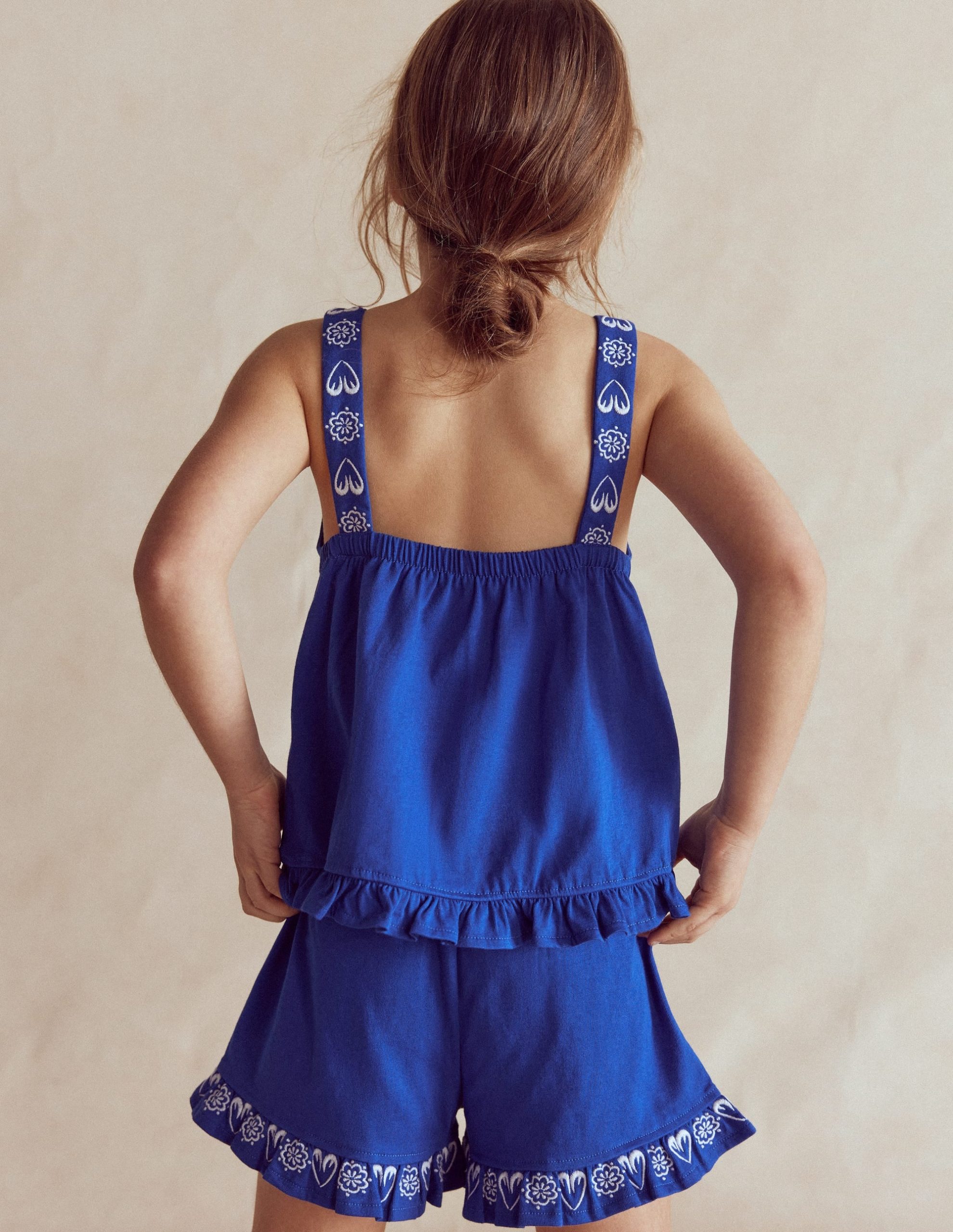 Embroidered Ruffle Top-Bright Blue Embroidery - Image 2