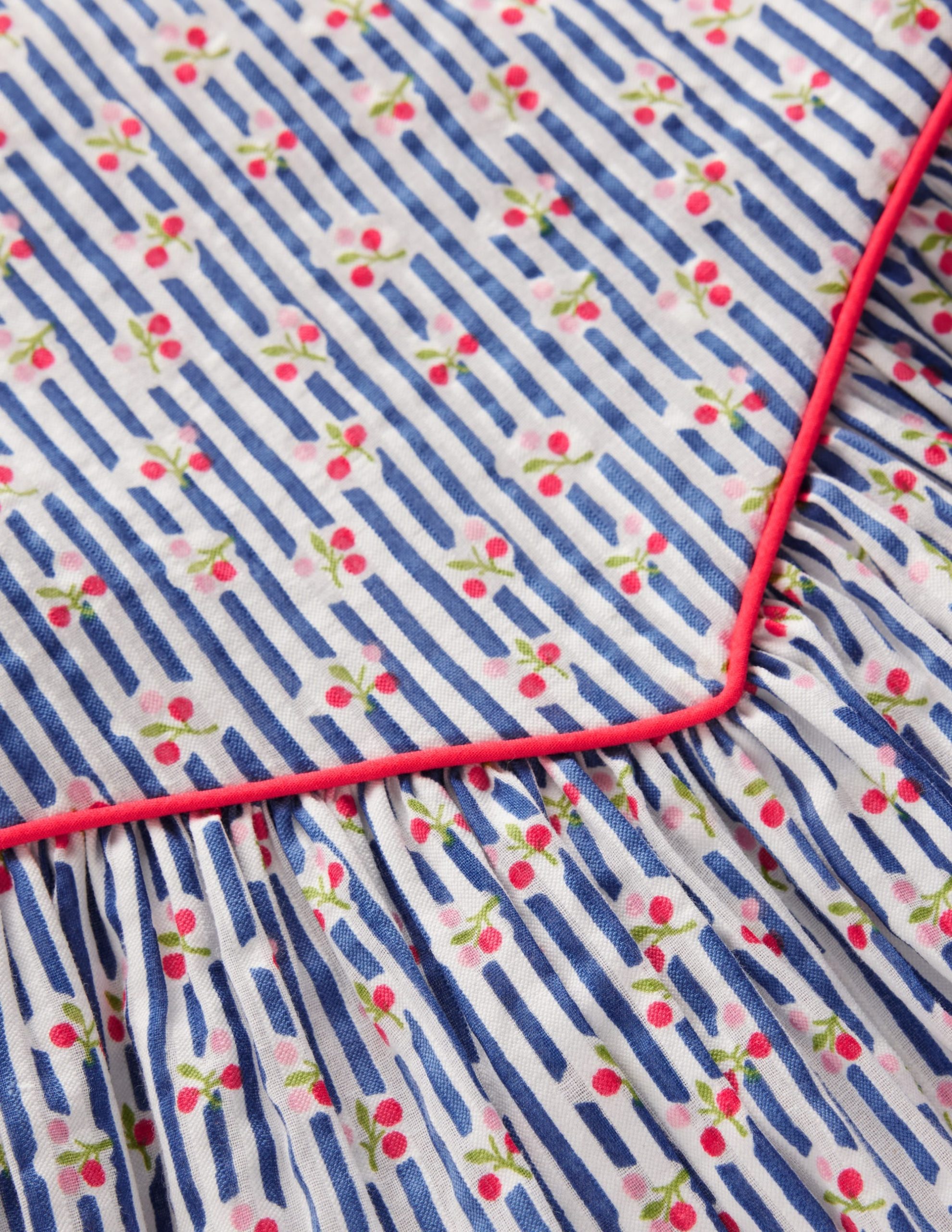V-waist Woven Dress-Bluejay Cherry Stripe - Image 6