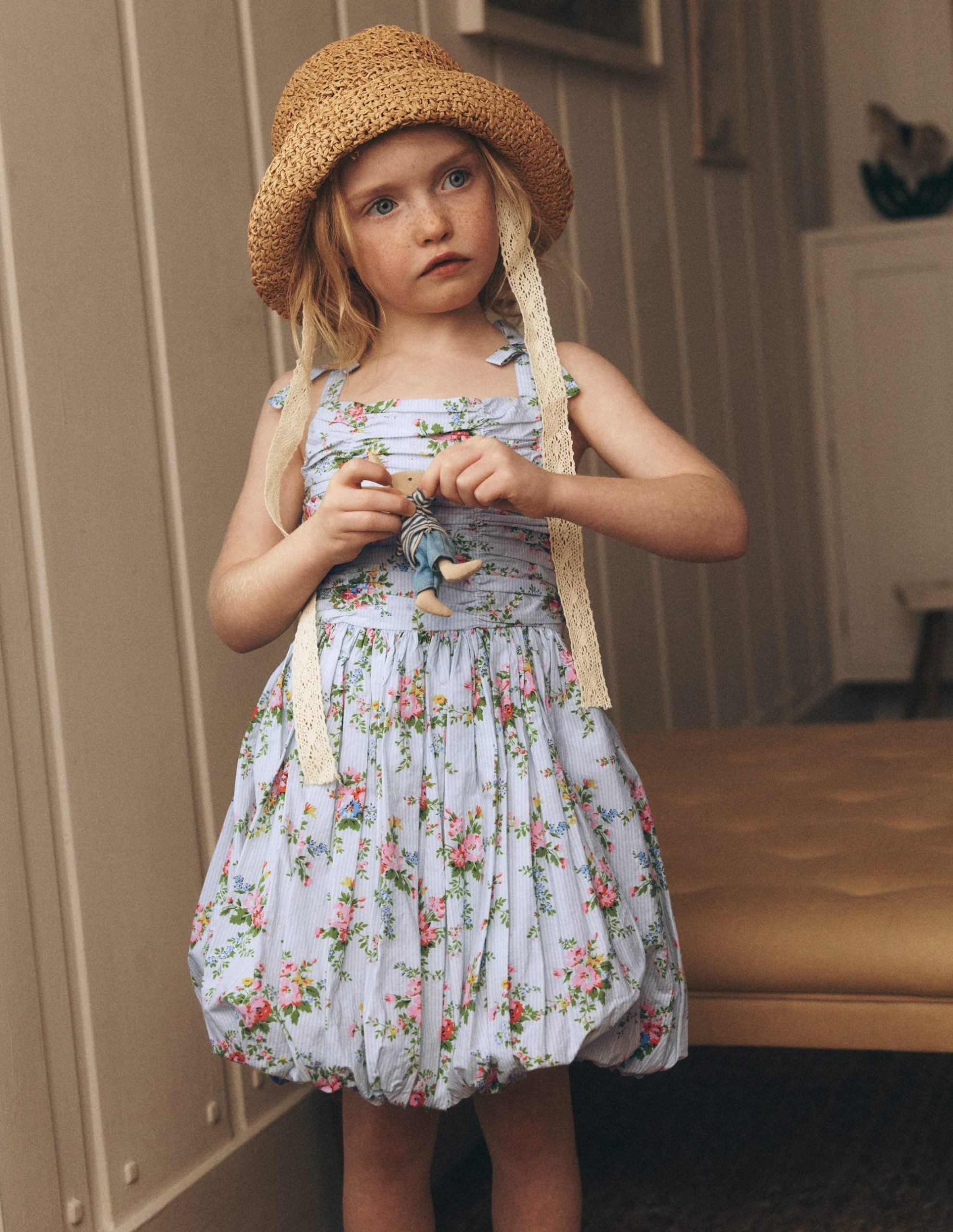 Ruched Bodice Bubble Dress-Vintage Floral - Image 4