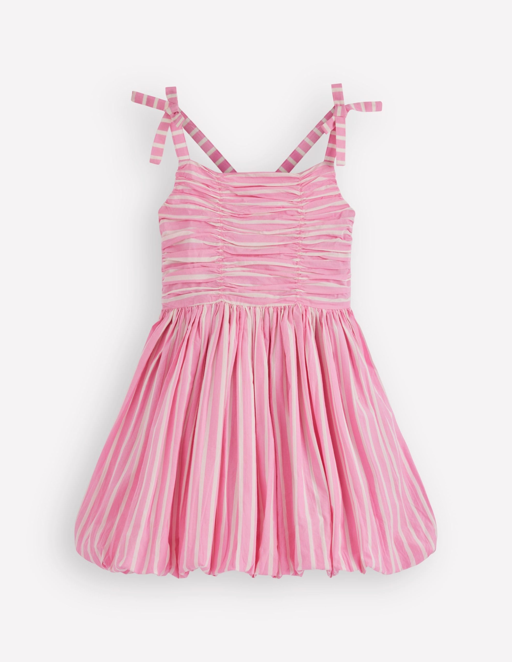 Ruched Bodice Bubble Dress-Formica Pink Stripe