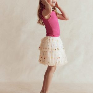 Tulle Interest Skirt-Soft Ivory Multi Spot