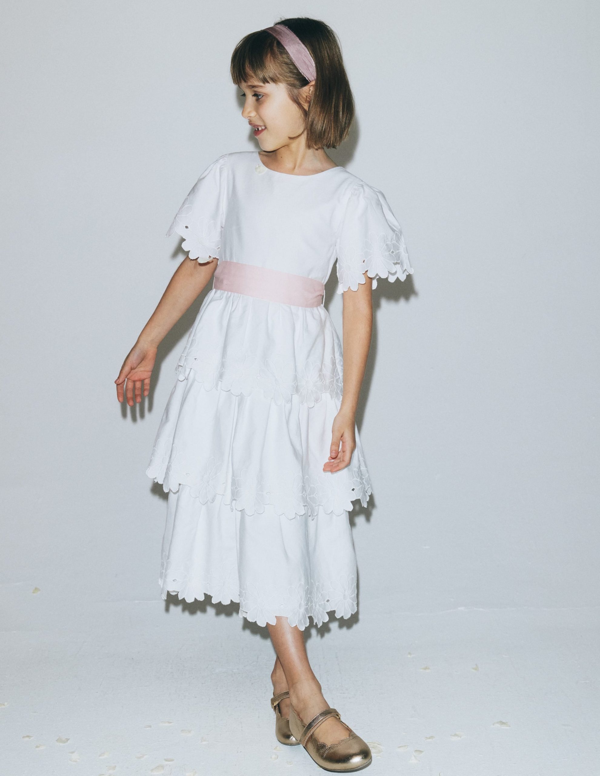 Flower Hem Occasion Dress-Soft Ivory - Image 4