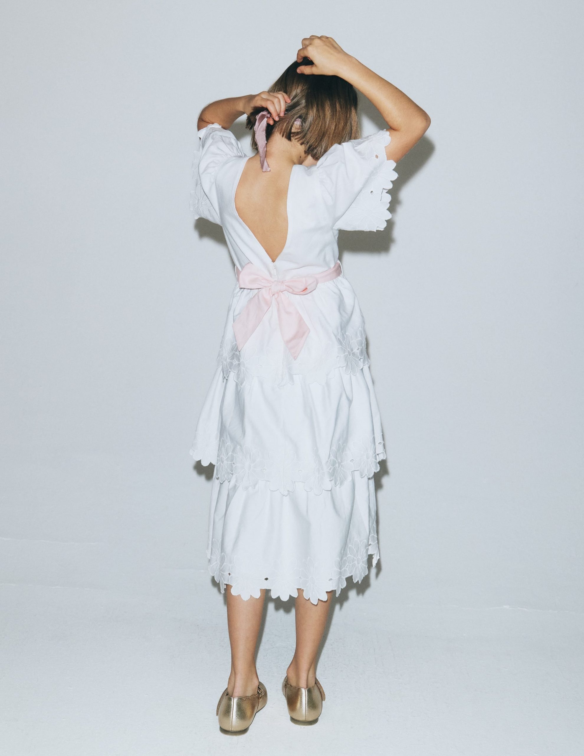 Flower Hem Occasion Dress-Soft Ivory - Image 5