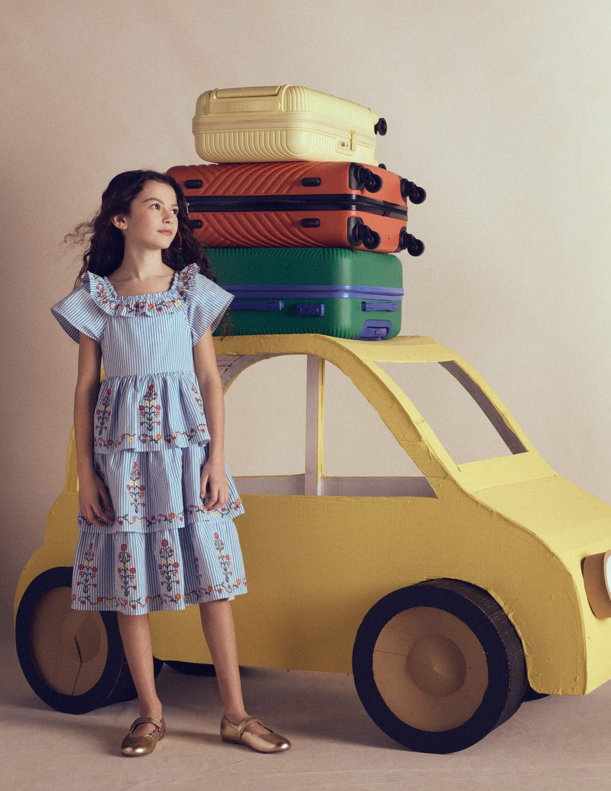 Tiered Ruffle Woven Dress-Ticking Stripe Floral - Image 5