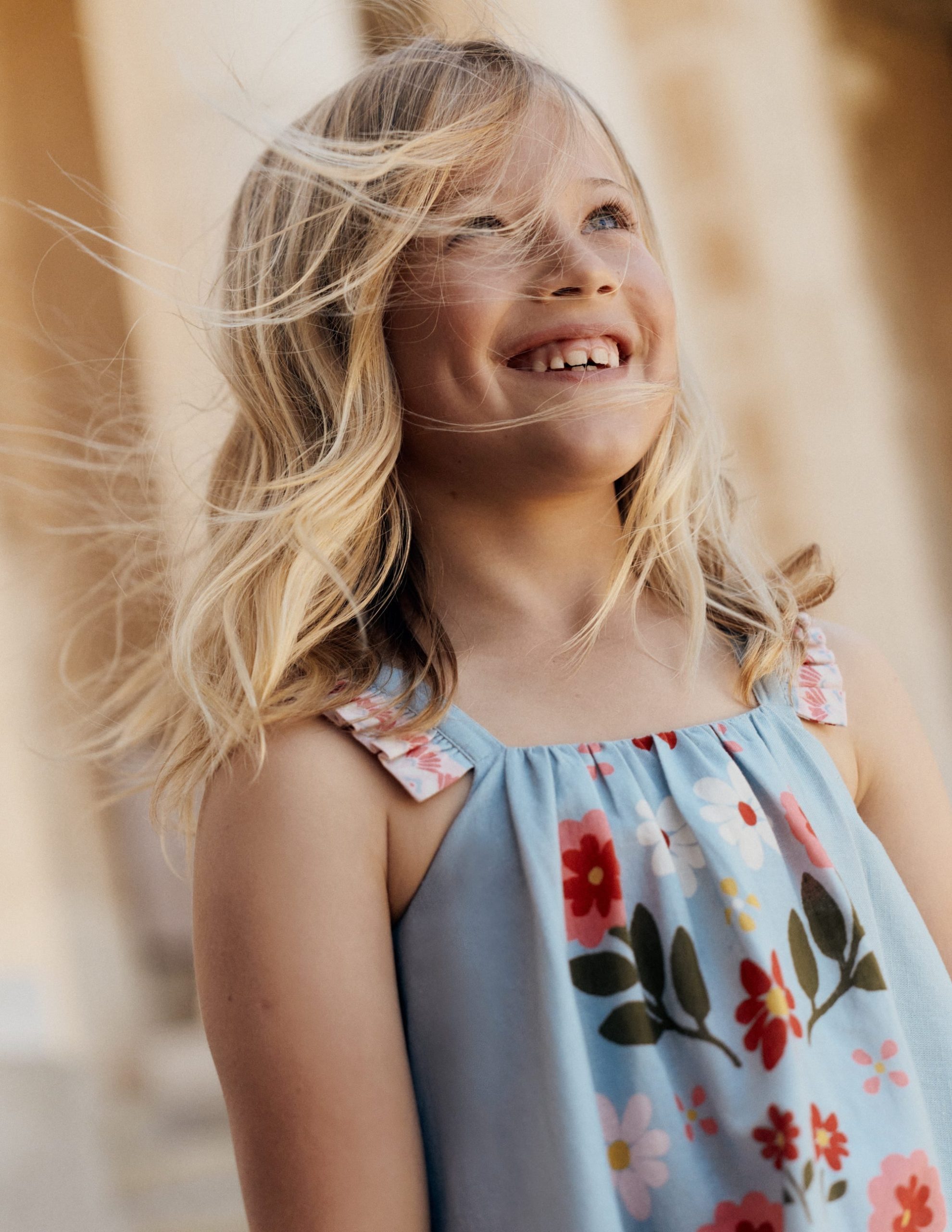 Ruffle Strap Sundress-Vintage Blue Floral Placement - Image 5