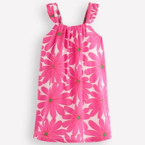 Ruffle Strap Sundress-Festival Pink Giant Daisy