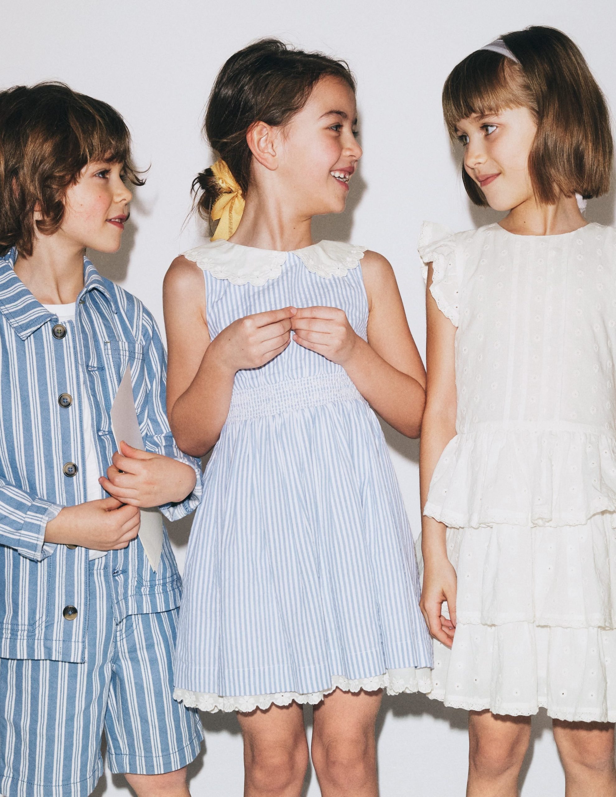 Nostalgic Broderie Dress-Salt Blue Ticking Stripe - Image 4