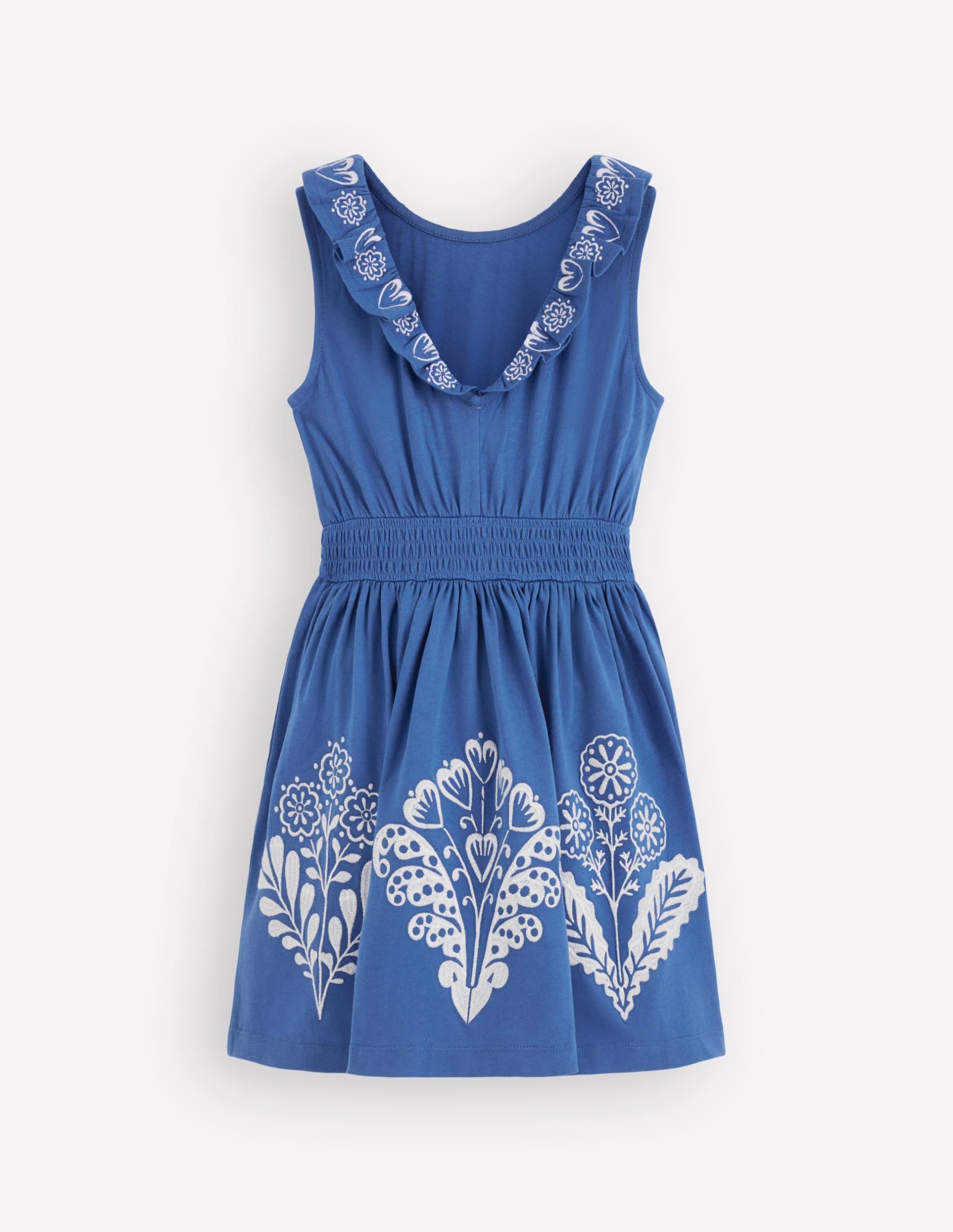 Embroidered V-back dress-Bright Blue Embroidery - Image 4