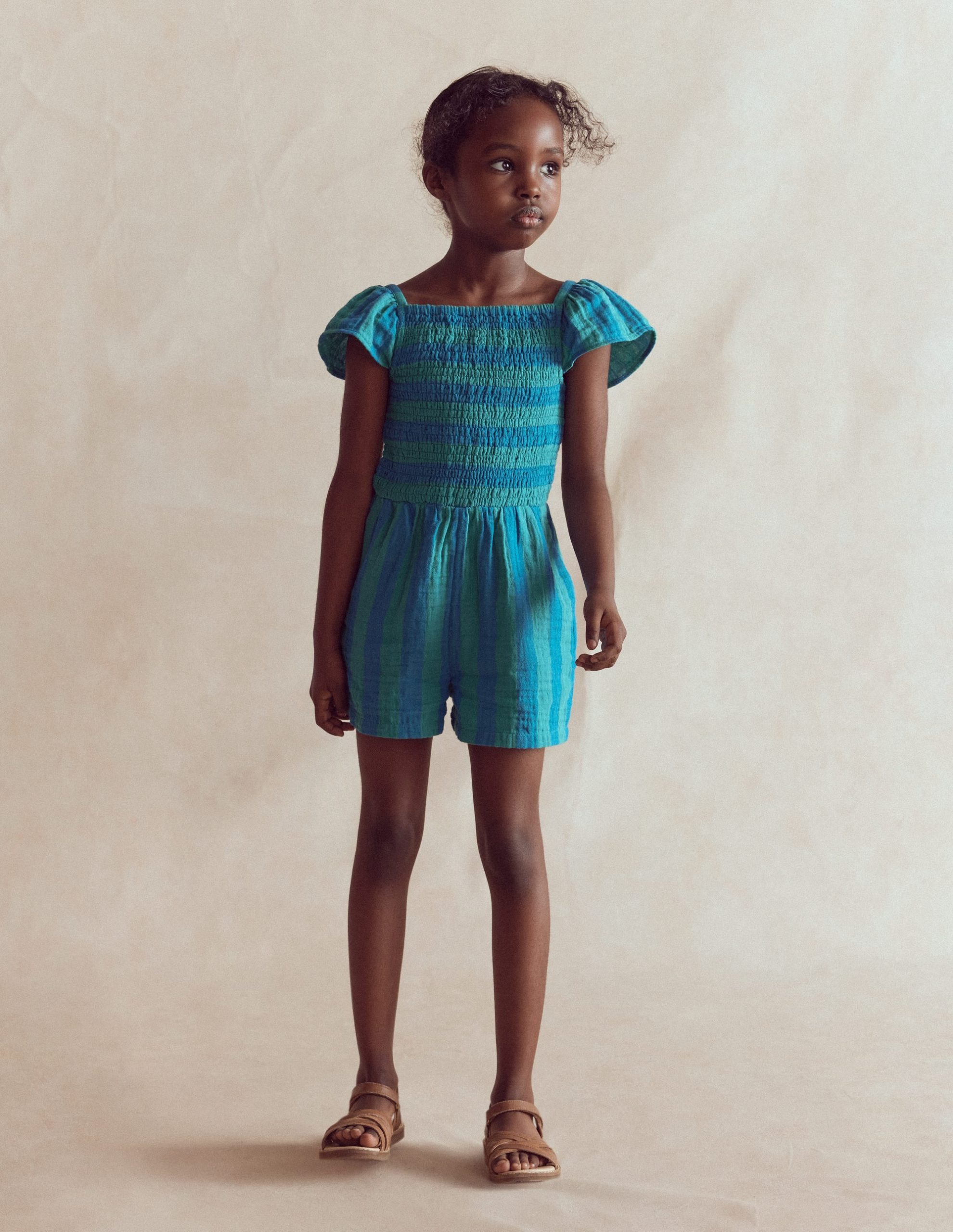 Double Cloth Playsuit-Aurora Blue Stripe - Image 2