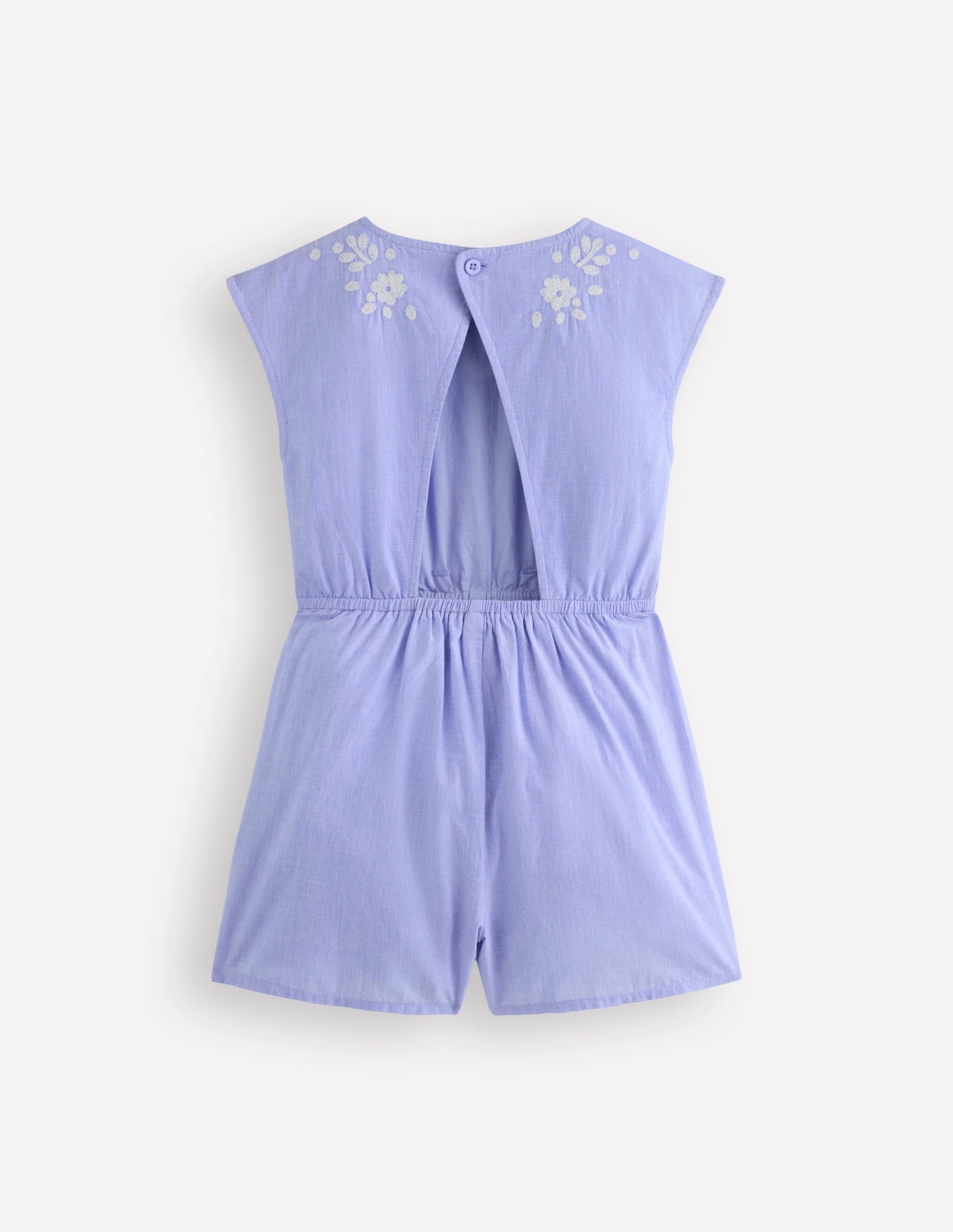 Tie Waist Woven Playsuit-Denim Embroidery - Image 2