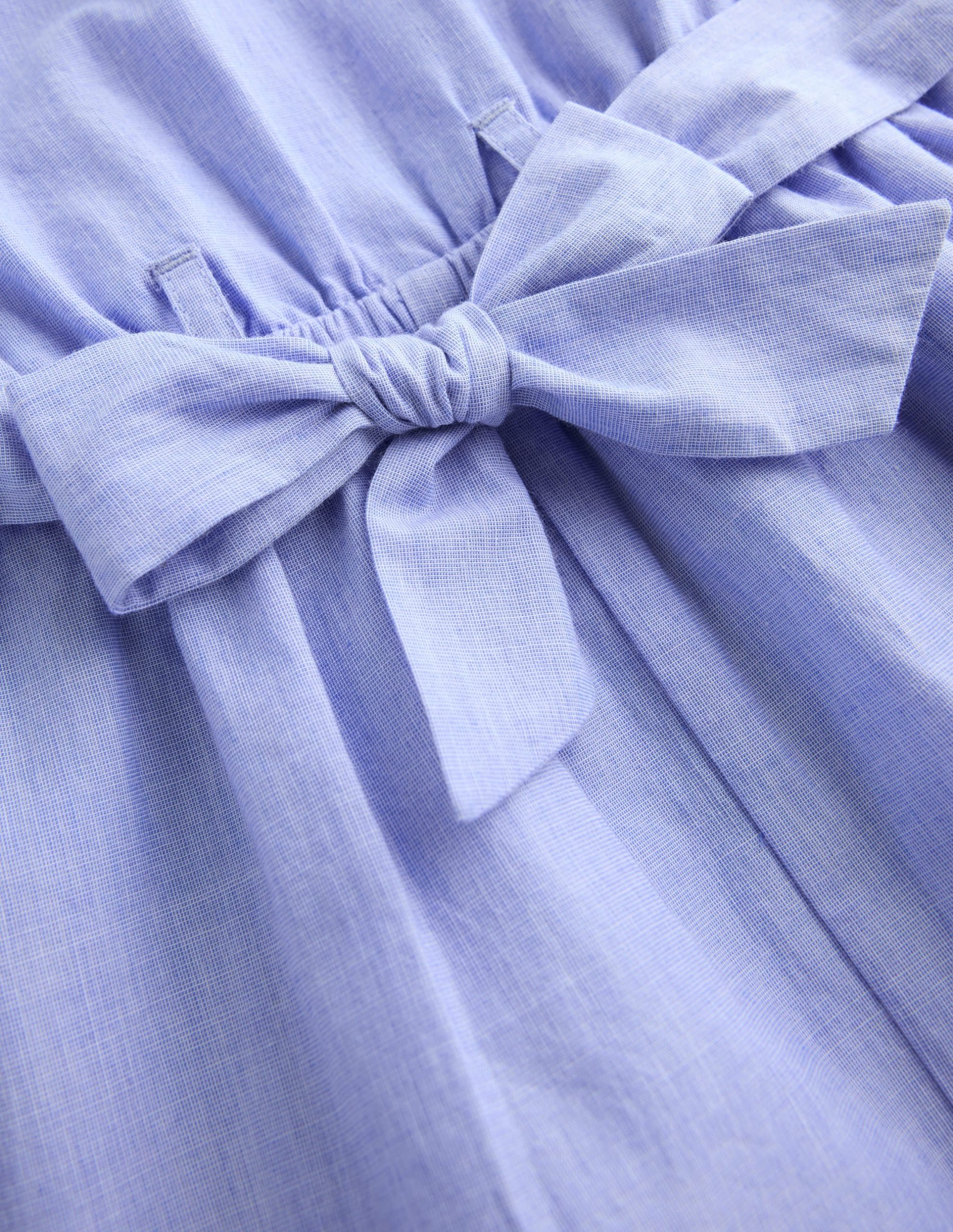 Tie Waist Woven Playsuit-Denim Embroidery - Image 3