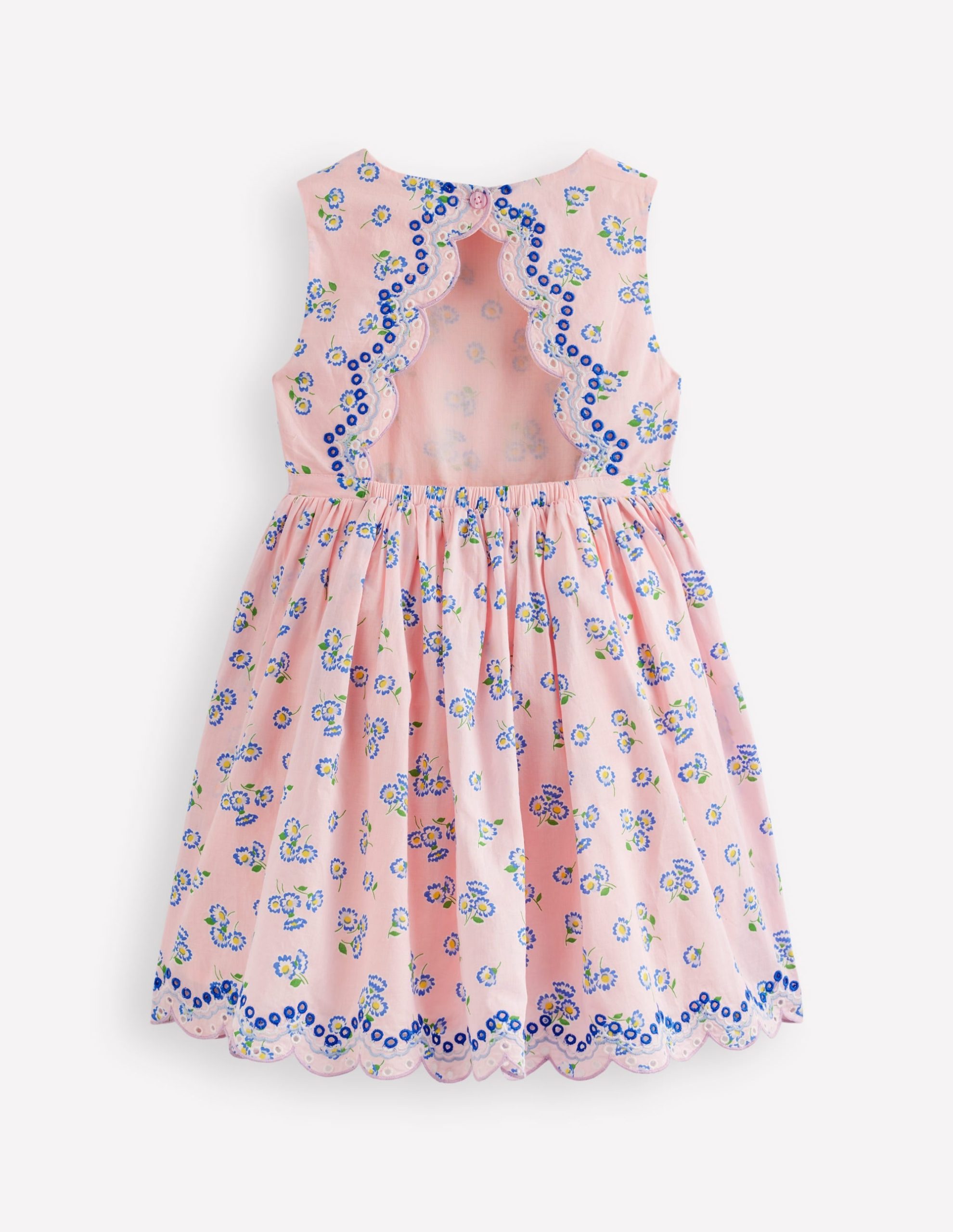 Broderie Back Detail Dress-Chalk Pink Ditsy - Image 2