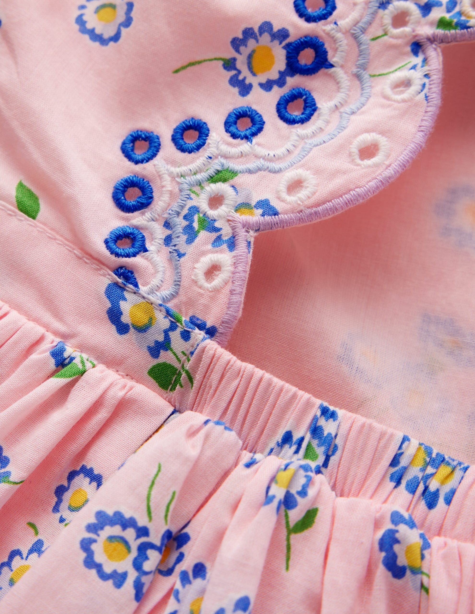 Broderie Back Detail Dress-Chalk Pink Ditsy - Image 3