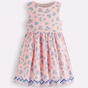 Broderie Back Detail Dress-Chalk Pink Ditsy
