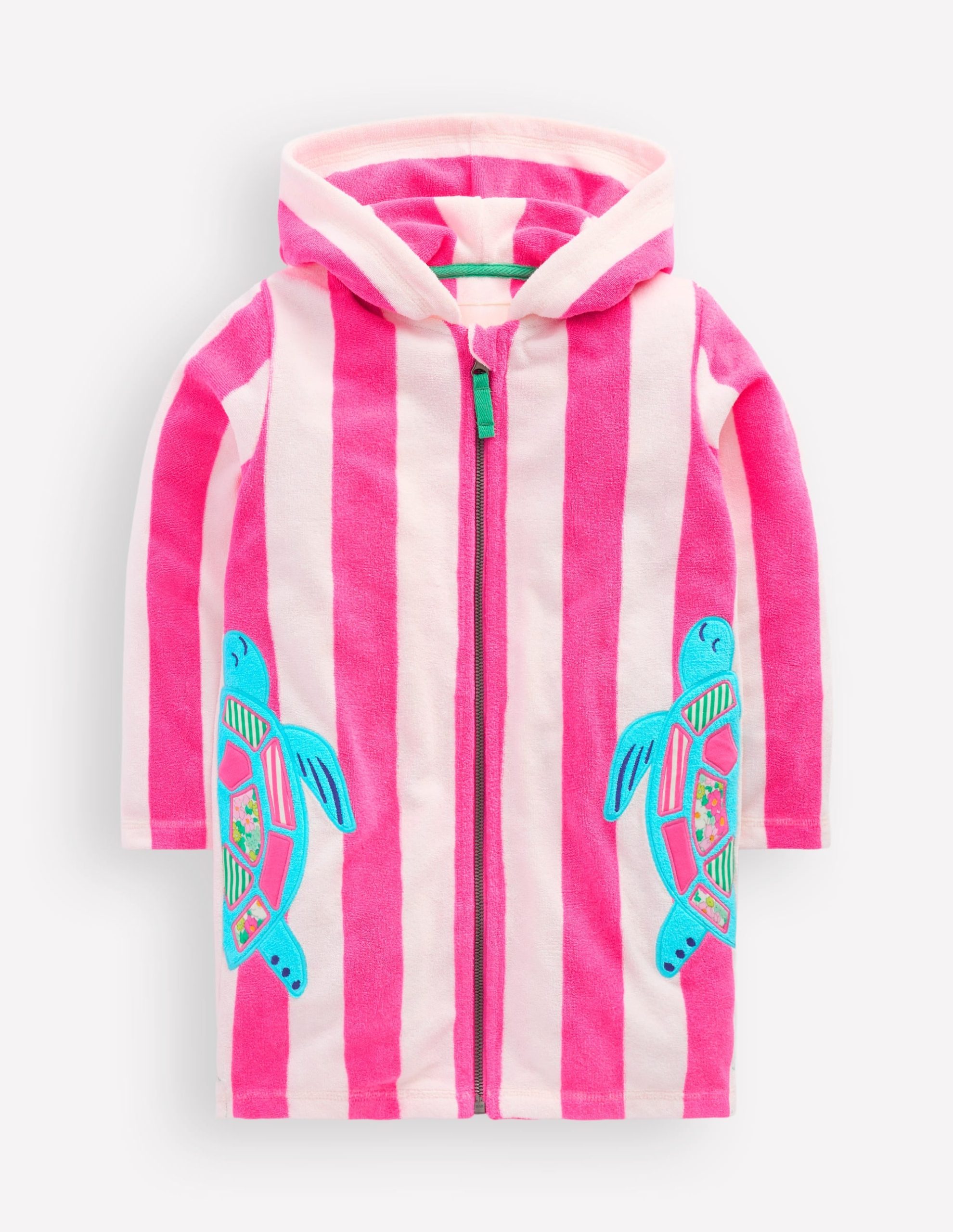 Fun Romie Towelling Zip-Up-Sorbet Pink Turtles - Image 2