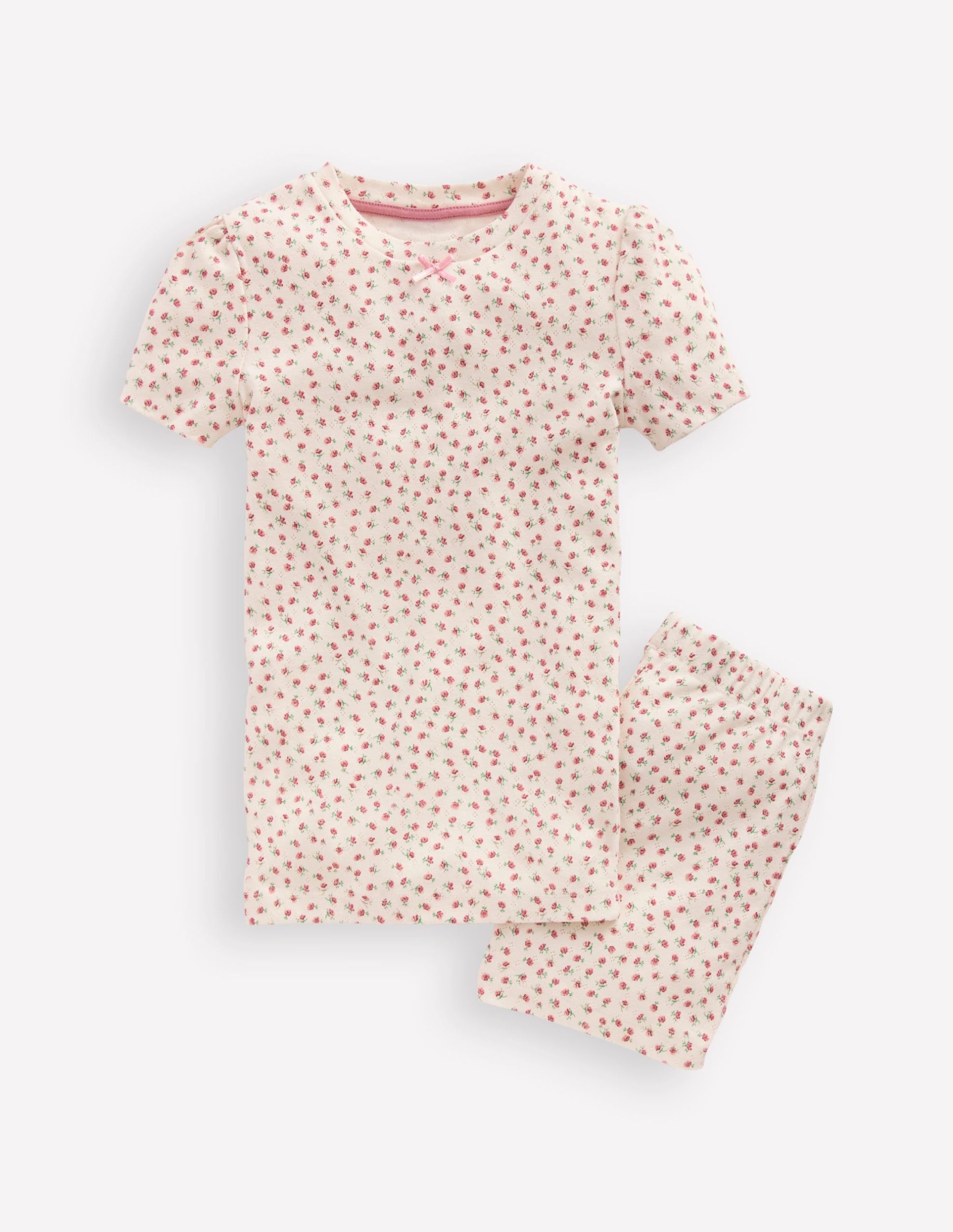 Snug Fit Pointelle Pyjamas-Soft Ivory Floral