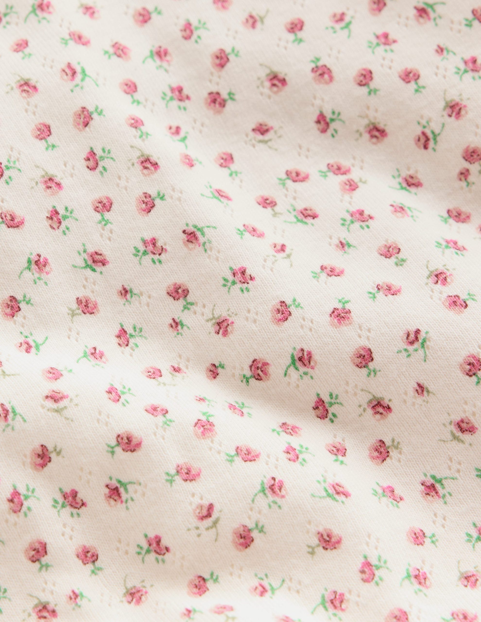 Snug Fit Pointelle Pyjamas-Soft Ivory Floral - Image 3