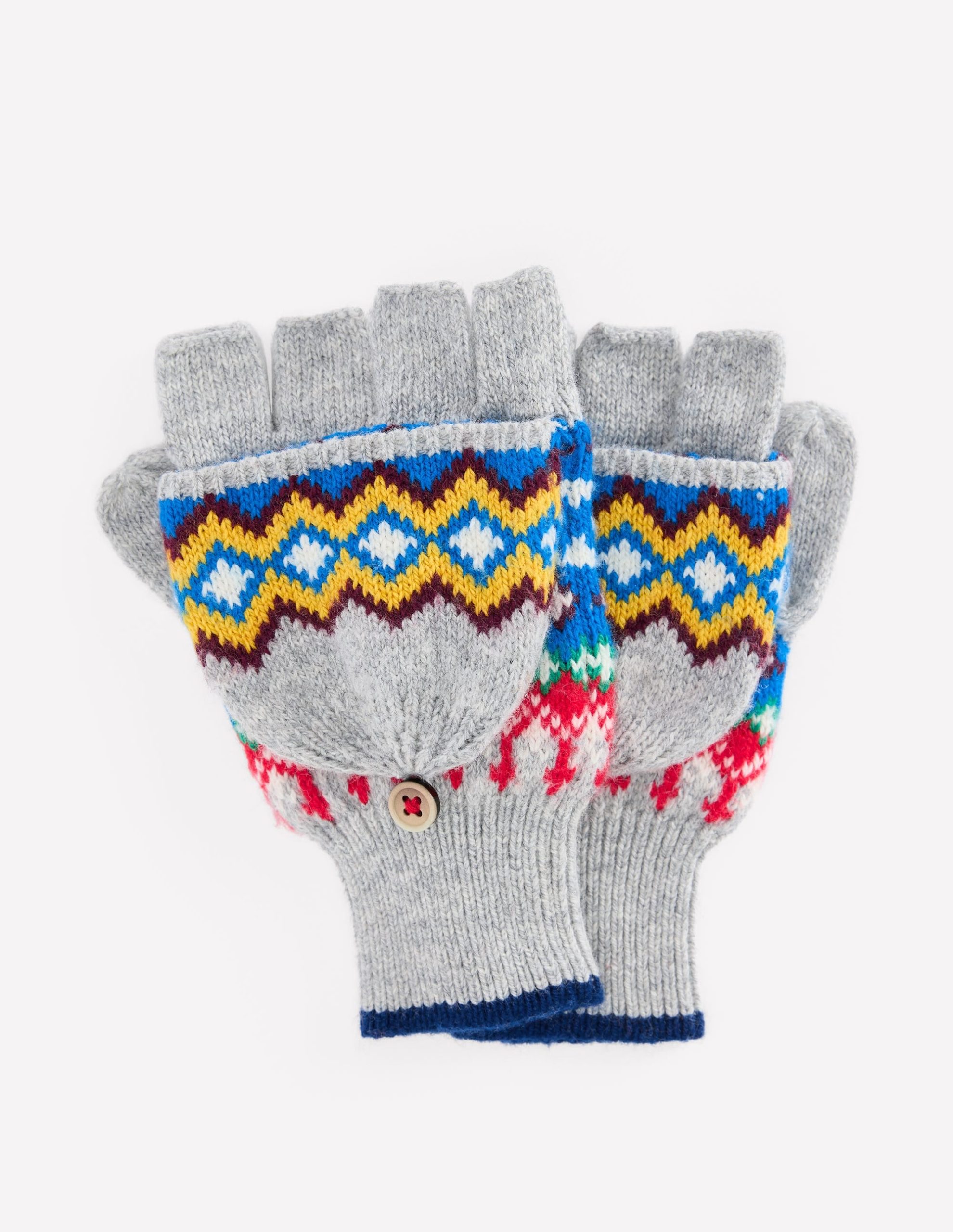 Fair Isle Mittens-Grey Marl