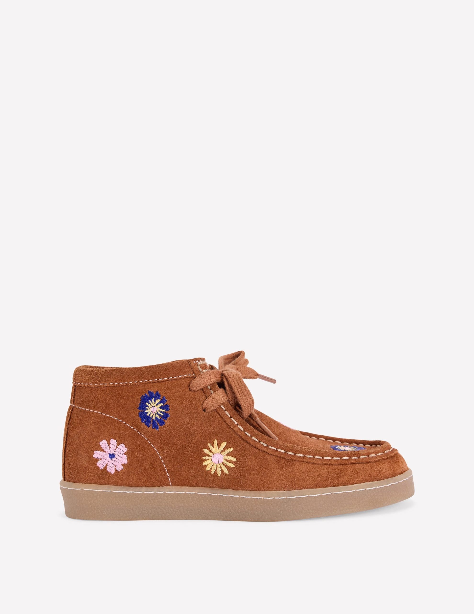 Suede Moccasin Shoe-Tan Embroidery