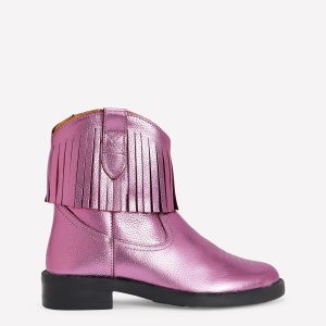 Western Boots-Pink Metallic