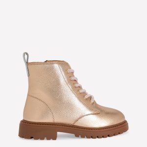 Chunky Lace Up Boots-Gold
