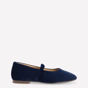 Velvet Mary Janes-College Navy