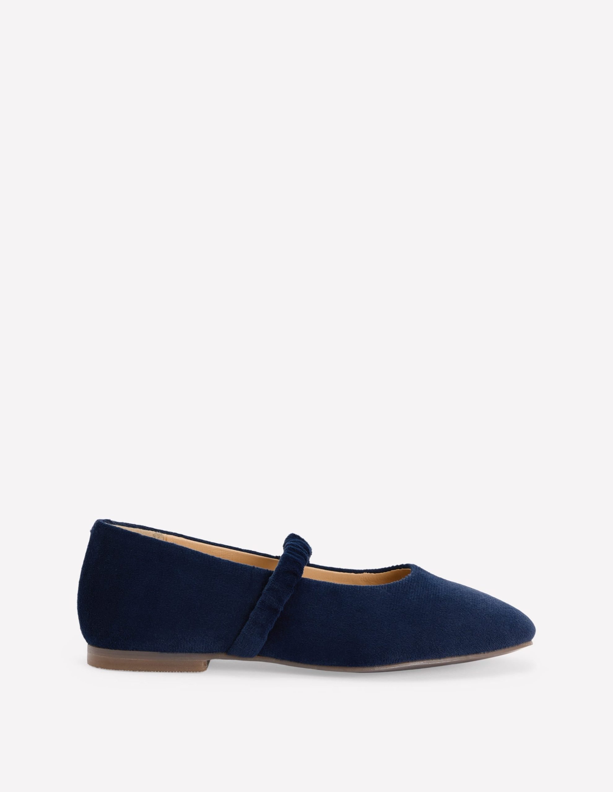 Velvet Mary Janes-College Navy