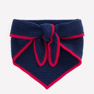 Triangle Knitted Scarf-Navy